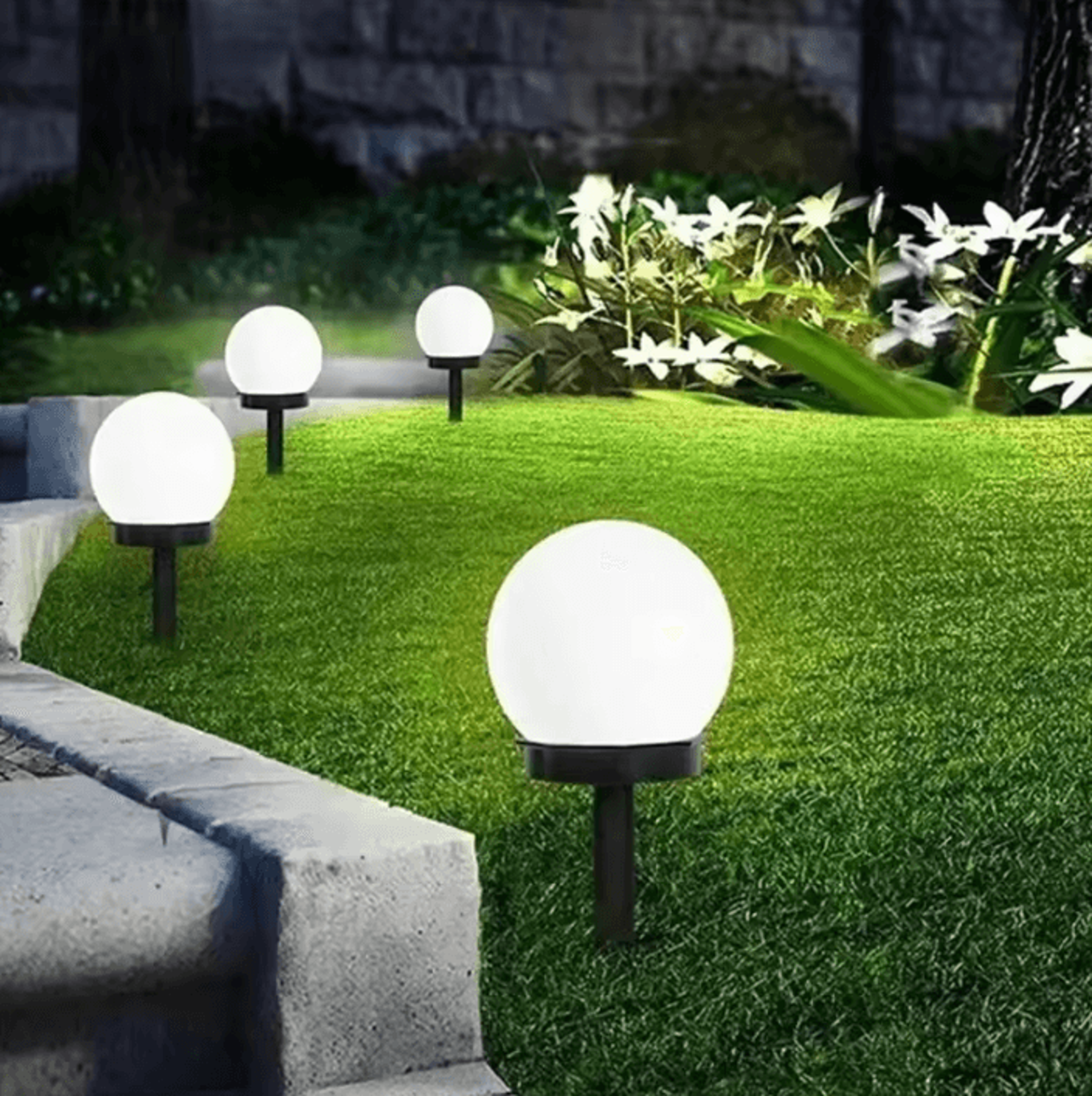 Solar Globe Garden Light  Waterproof LED Round Ball Lawn Lamp 0