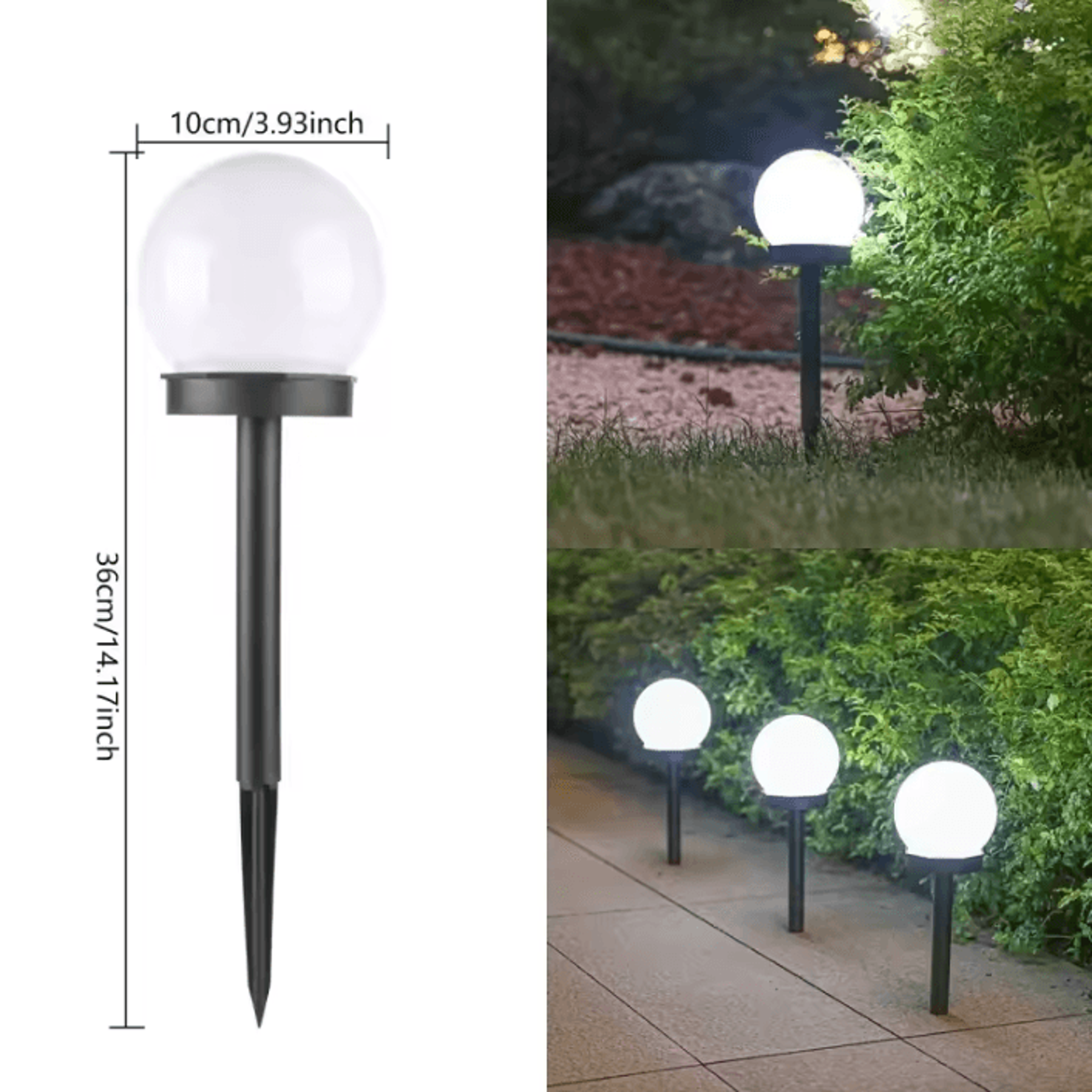 Solar Globe Garden Light  Waterproof LED Round Ball Lawn Lamp 4
