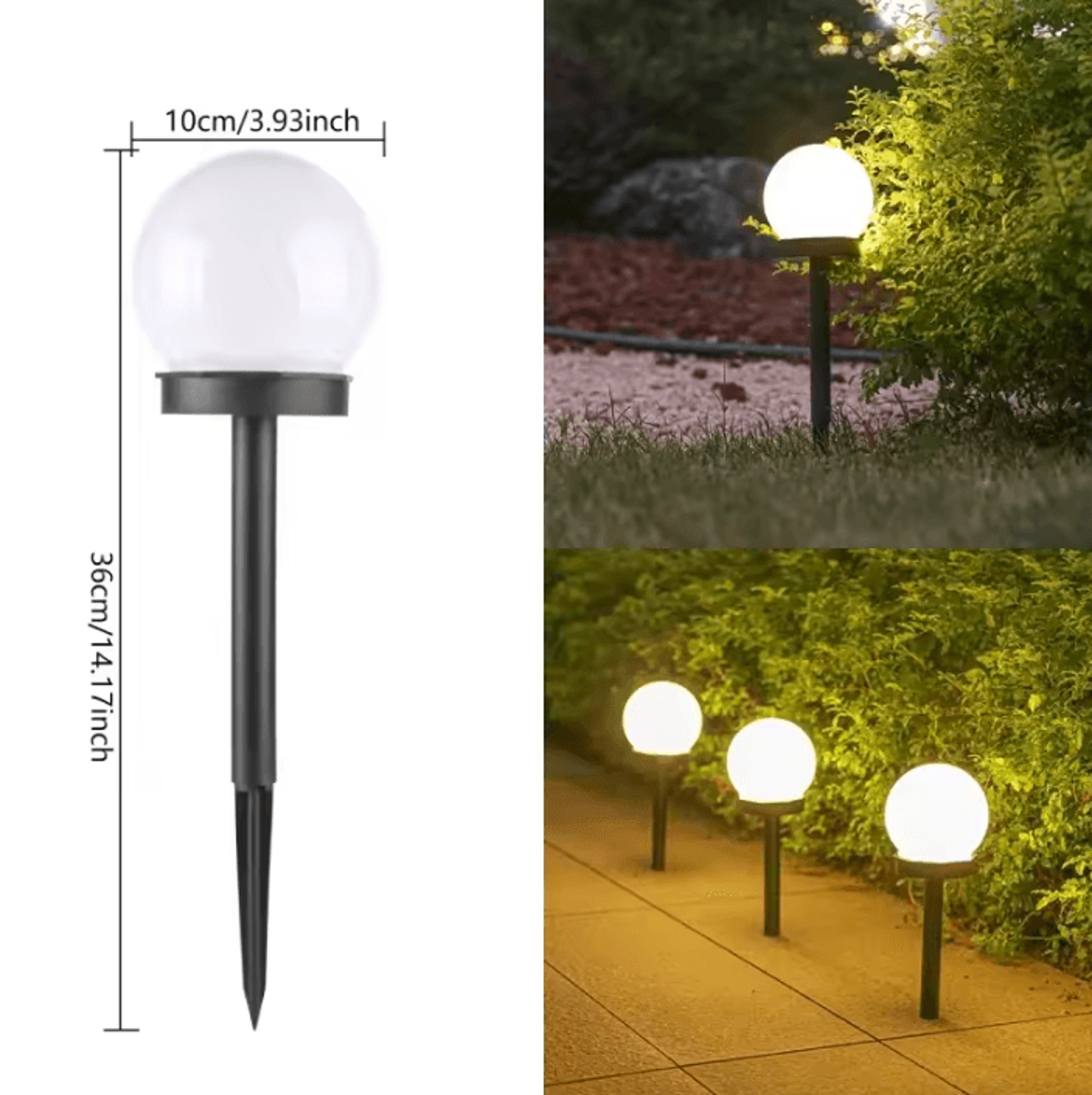 Solar Globe Garden Light  Waterproof LED Round Ball Lawn Lamp 5