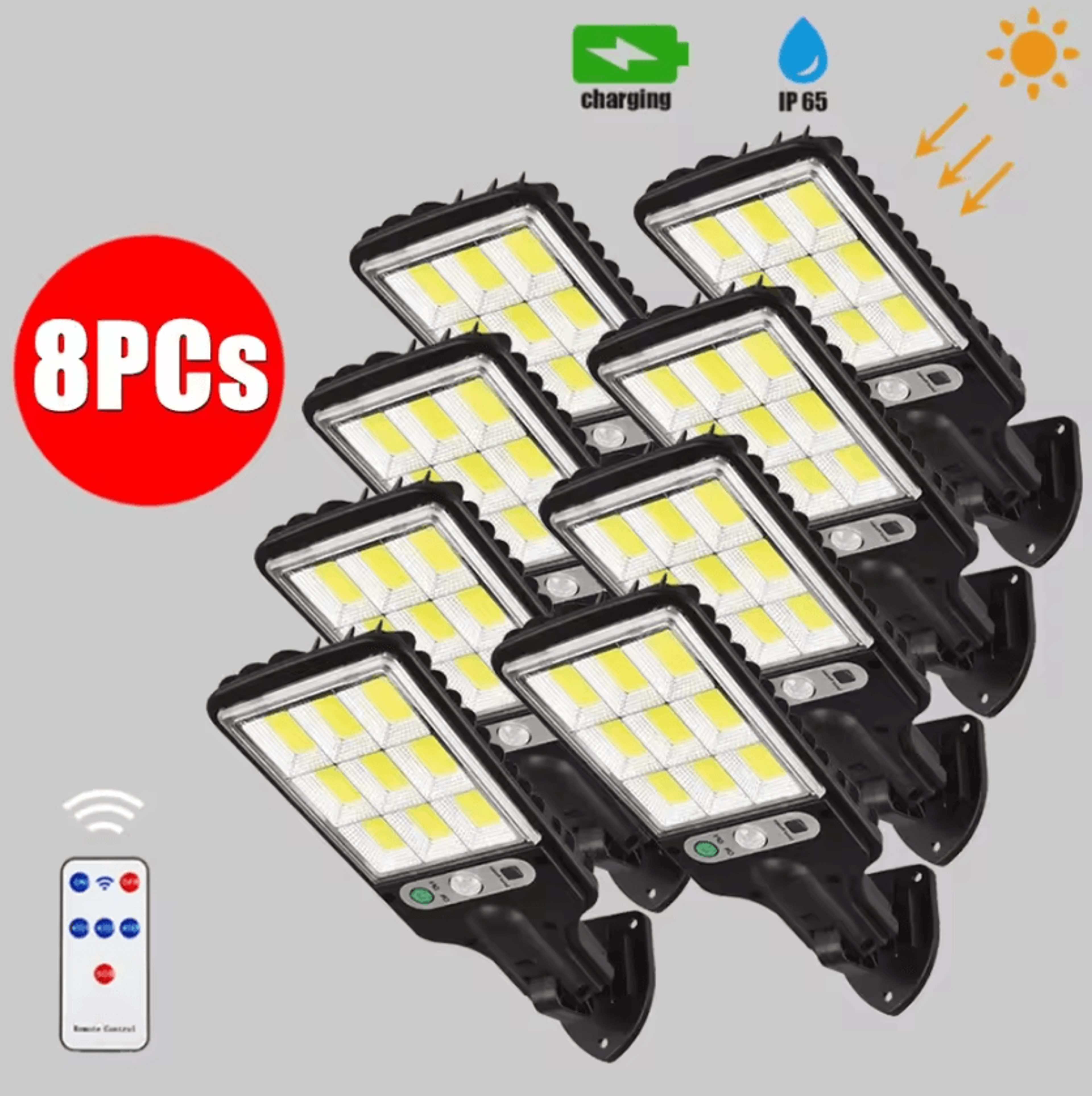 108 COB Solar Motion Sensor Light  3 Mode Outdoor Security Wall Lamp 0