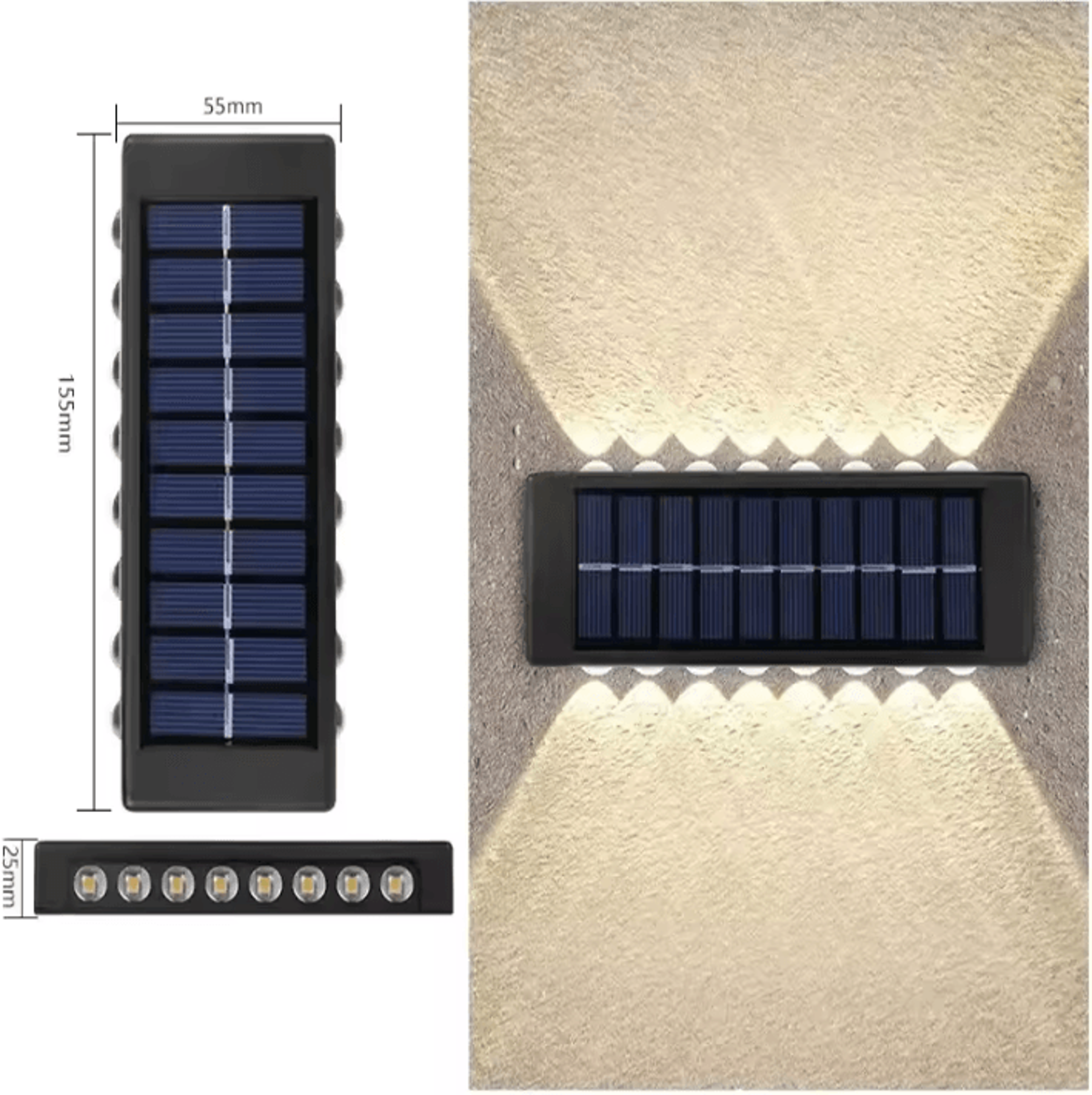 16 LED Solar Wall Lights  Up And Down Waterproof Garden Lights 5