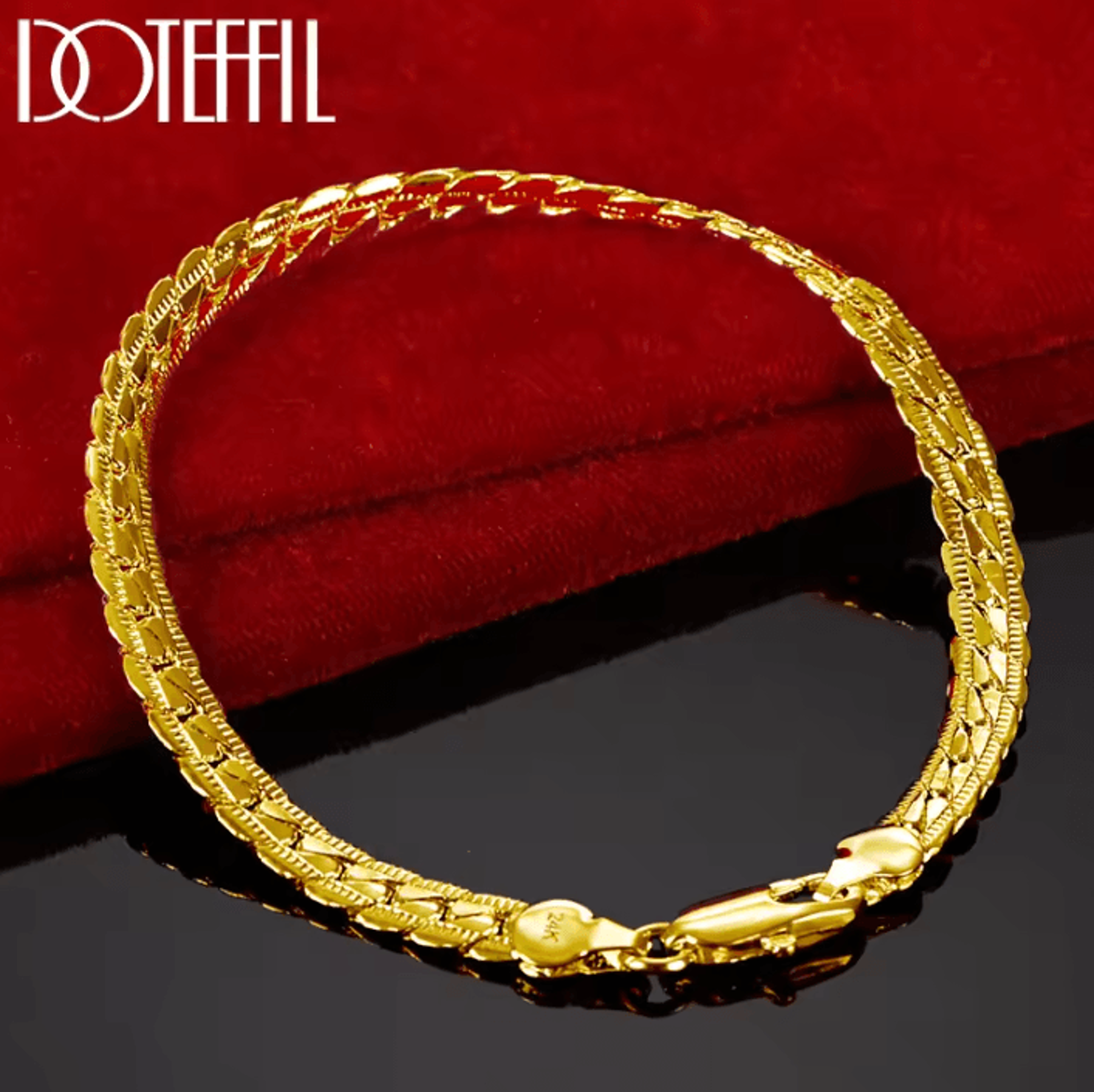 DOTEFFIL 925 Sterling Silver 6mm Flat Chain Bracelet For Men And Women 6
