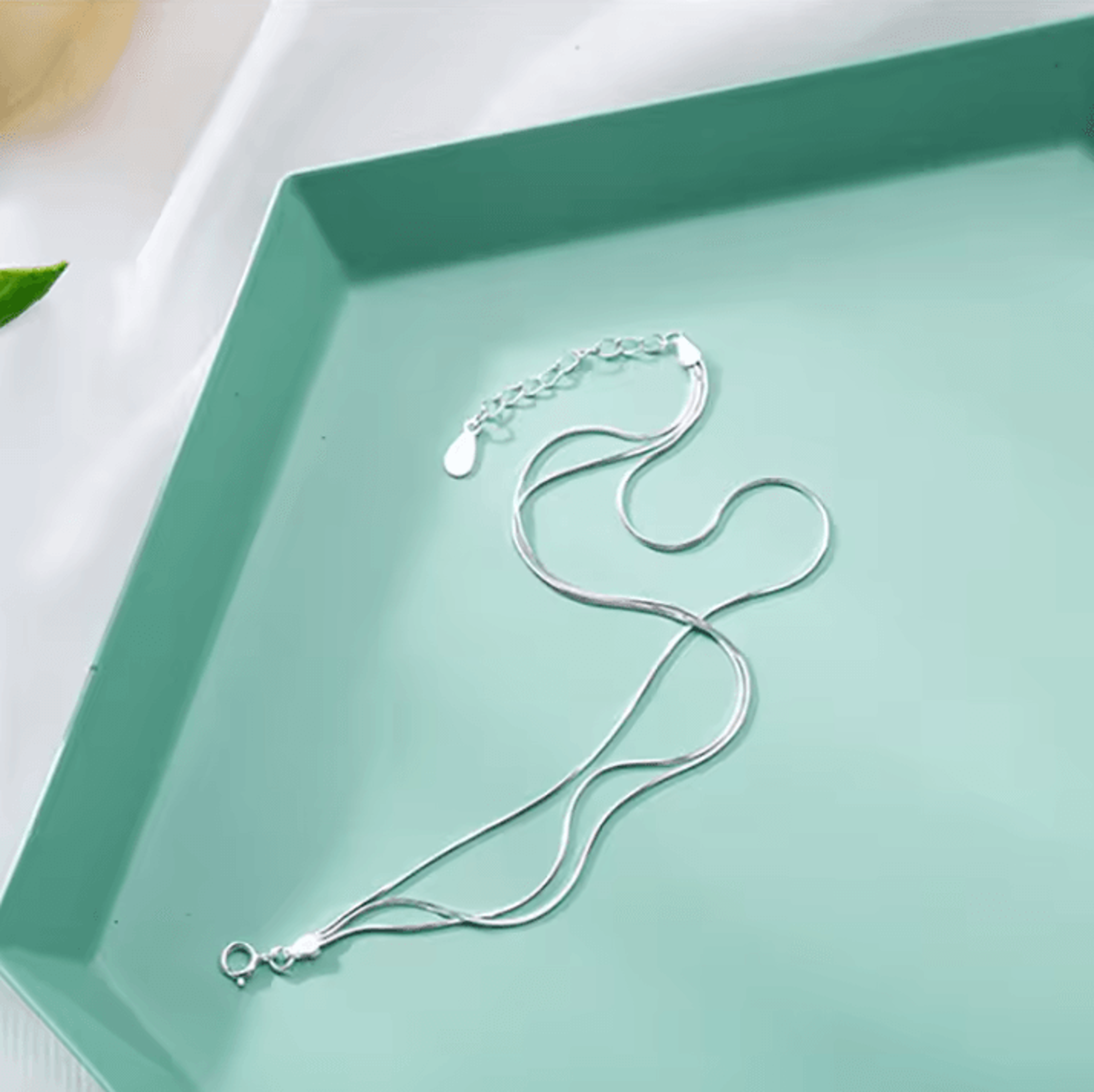 ANENJERY Silver MultiLayer Snake Chain Anklet For Women 3