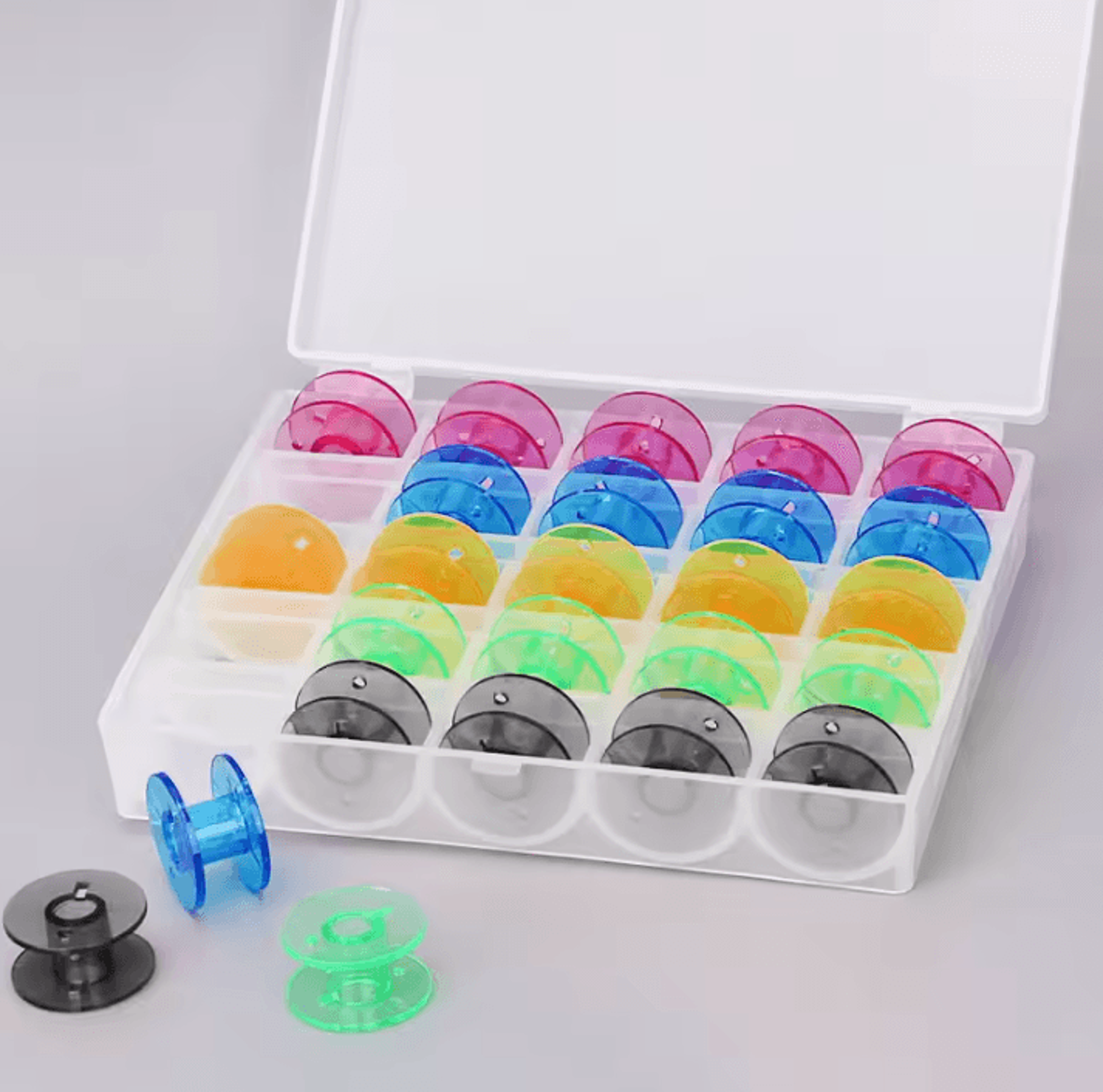 25Piece Plastic Sewing Machine Bobbin Set With Storage Box 7
