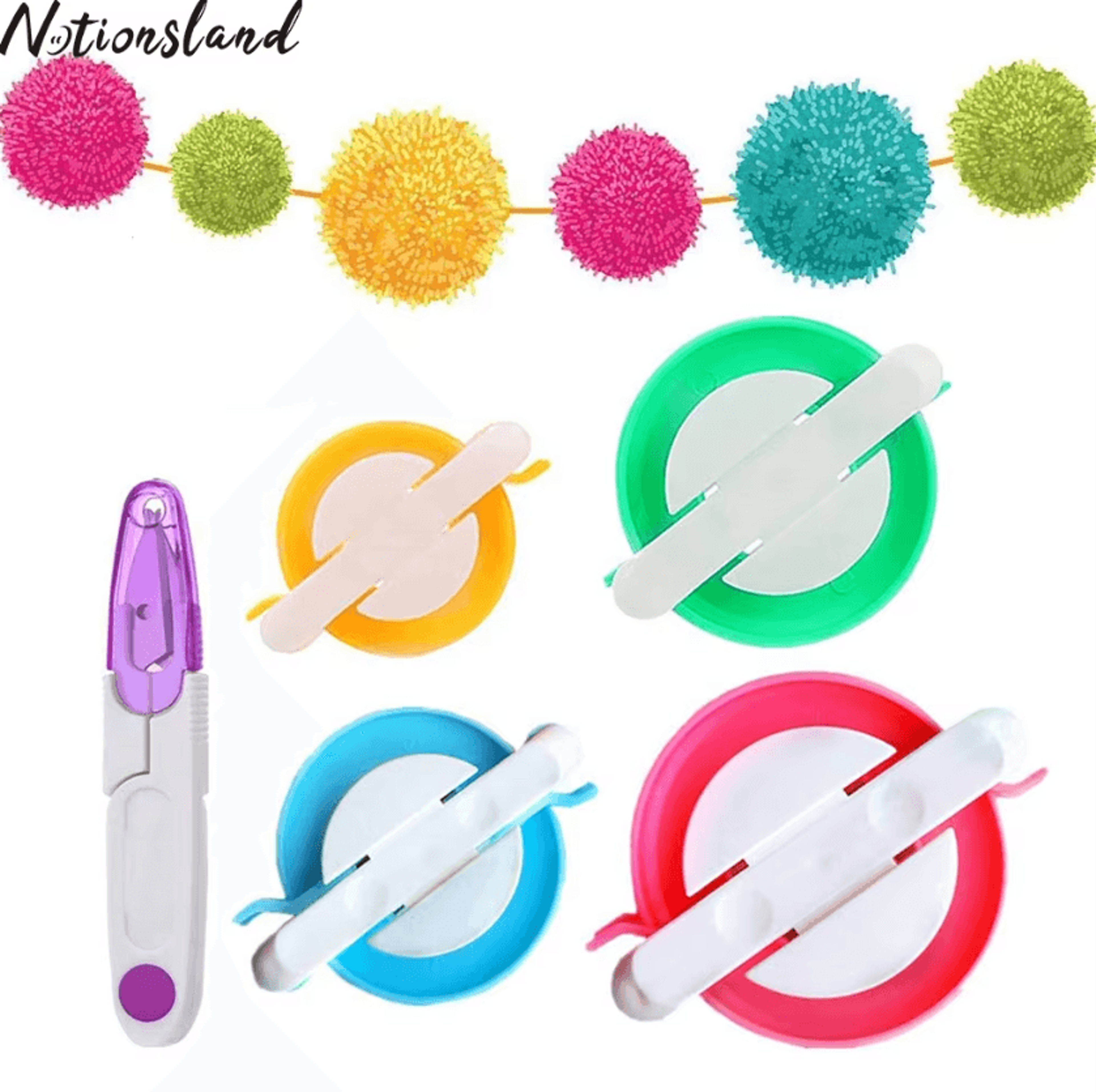 4Size Pom Pom Maker Set With Thread Cutter  DIY Yarn Craft Tool 0