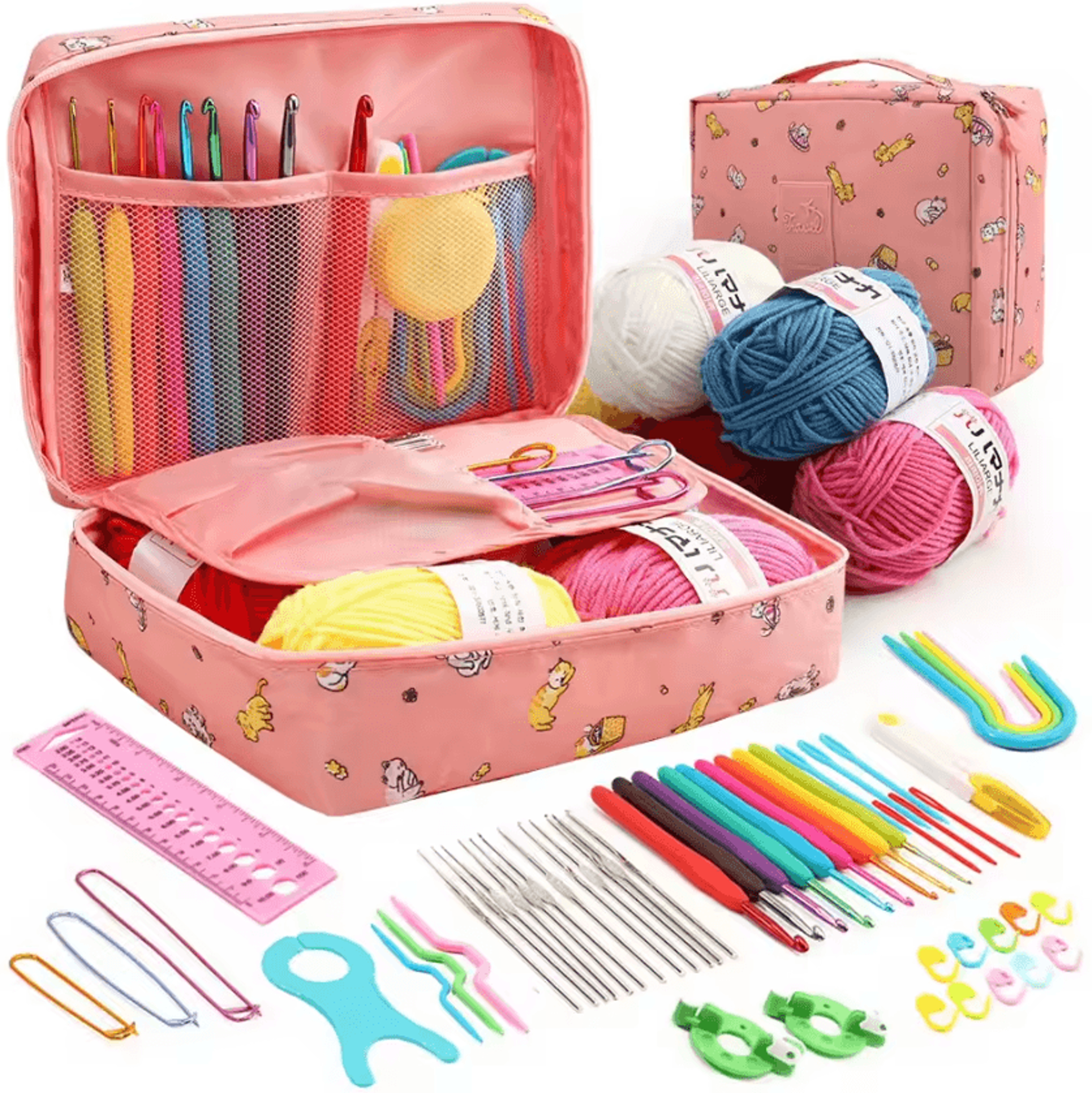53Piece Crochet Kit For Beginners  Ergonomic Hooks And Portable Storage Bag 0