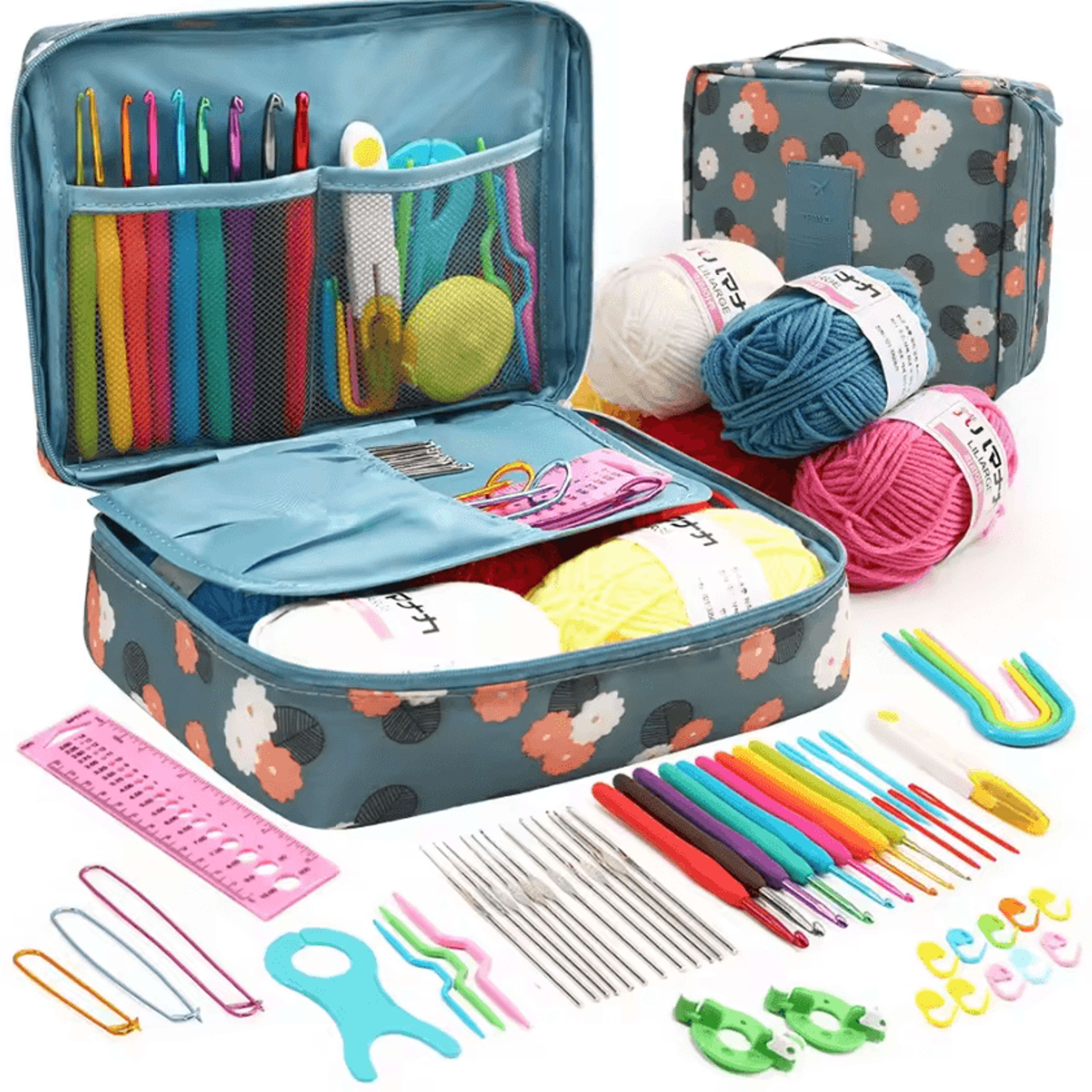53Piece Crochet Kit For Beginners  Ergonomic Hooks And Portable Storage Bag 5