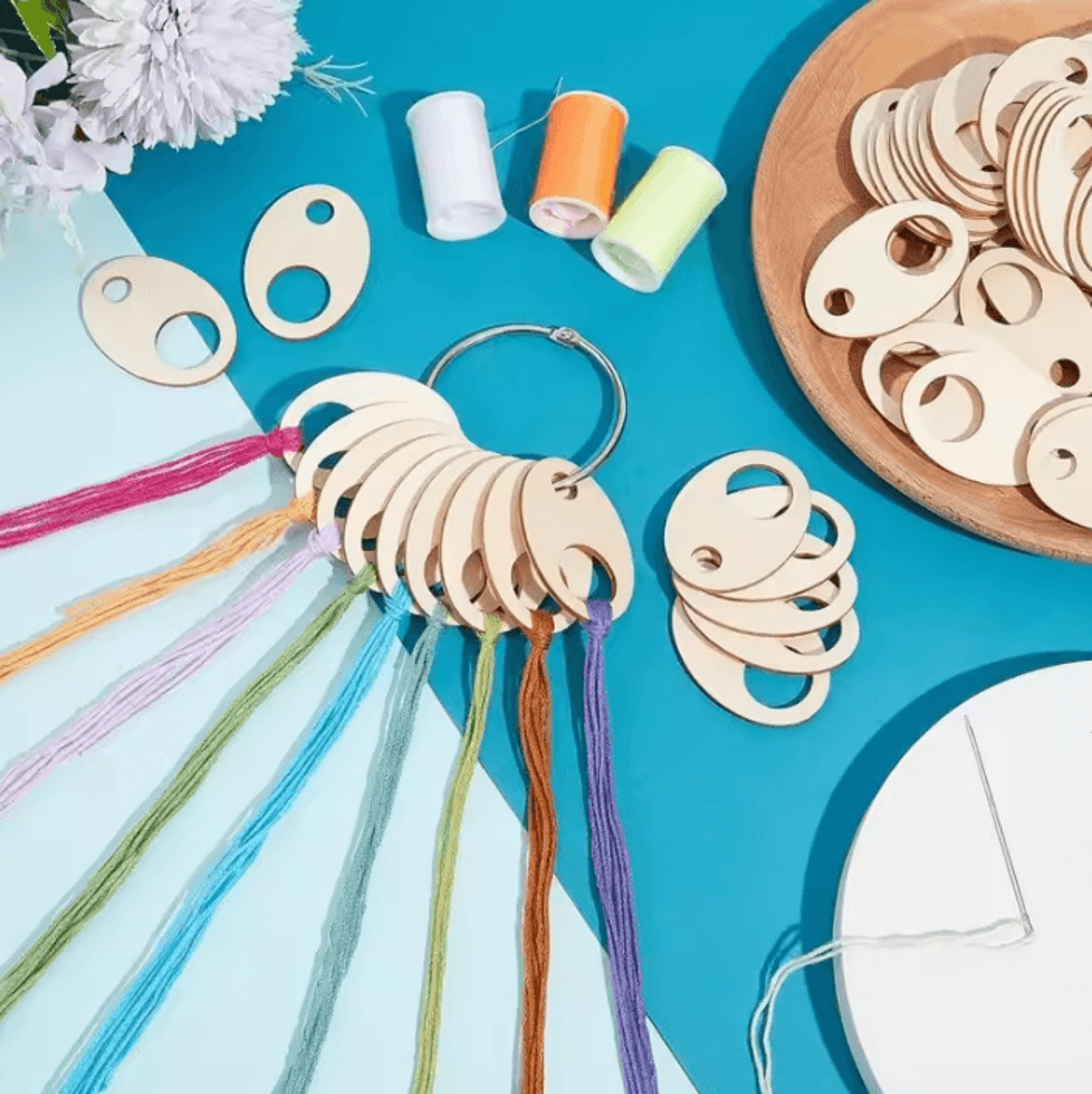 50Pcs Wooden Embroidery Floss Drops  Teardrop Thread Organizer For Cross Stitch 0