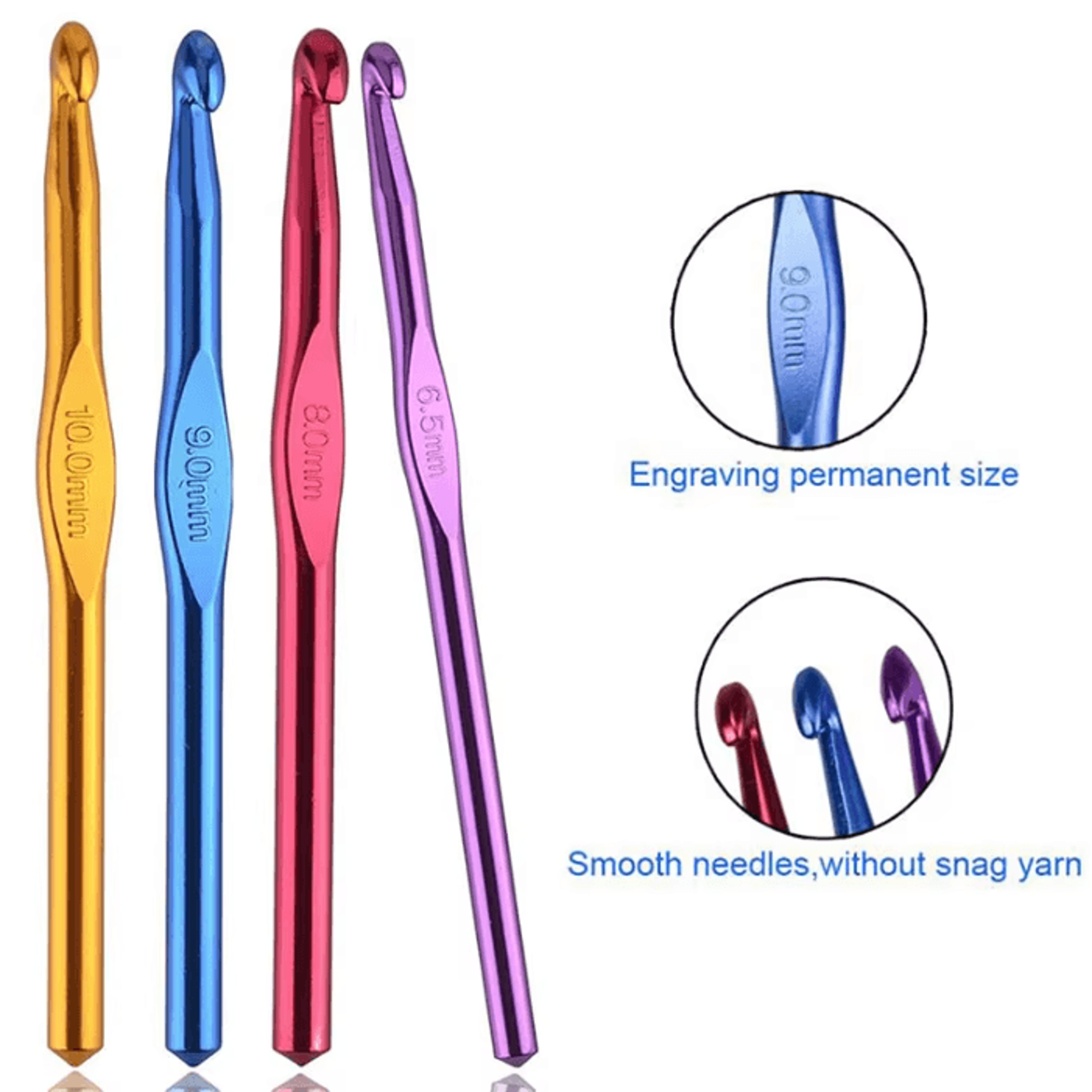 12Pcs Aluminum Crochet Hooks Set  Multicolored Crochet Needles For DIY Crafts 2