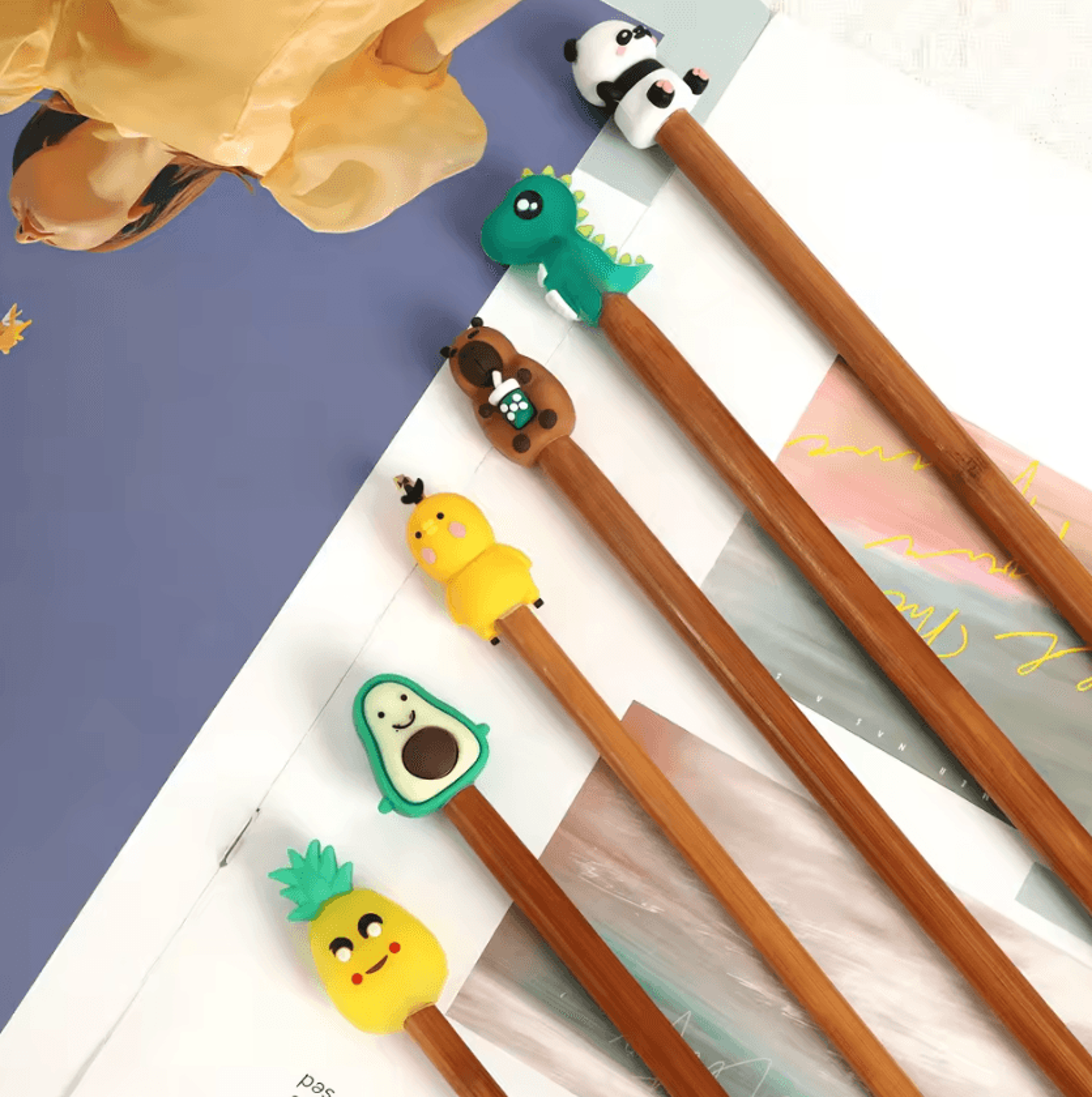 6Pcs Silicone Knitting Needle Stoppers  Cute Animal And Fruit Needle Caps 3