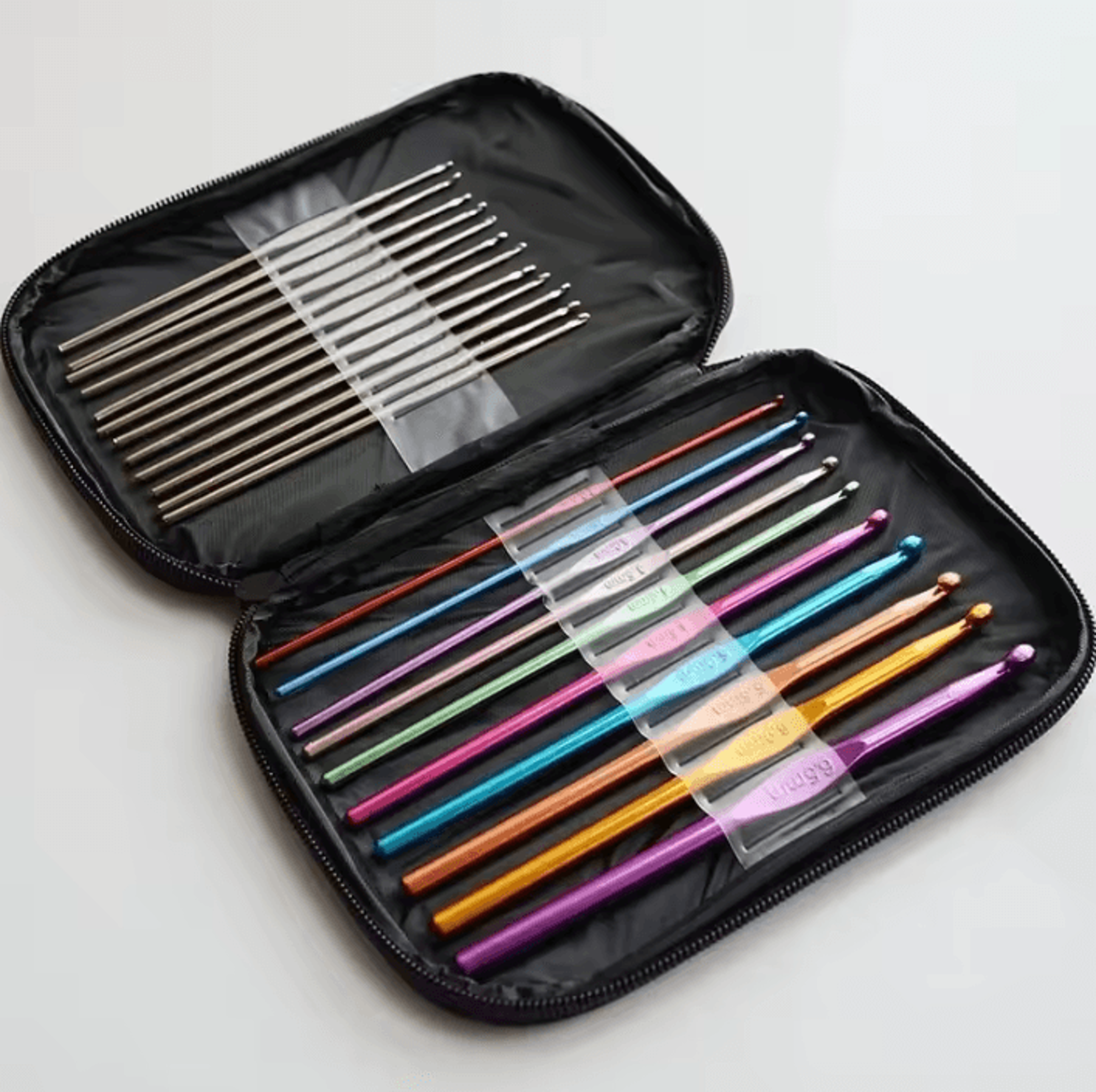 22Pcs Ergonomic Aluminum Crochet Hook Set  Multicolor 28mm Crochet Needles 0