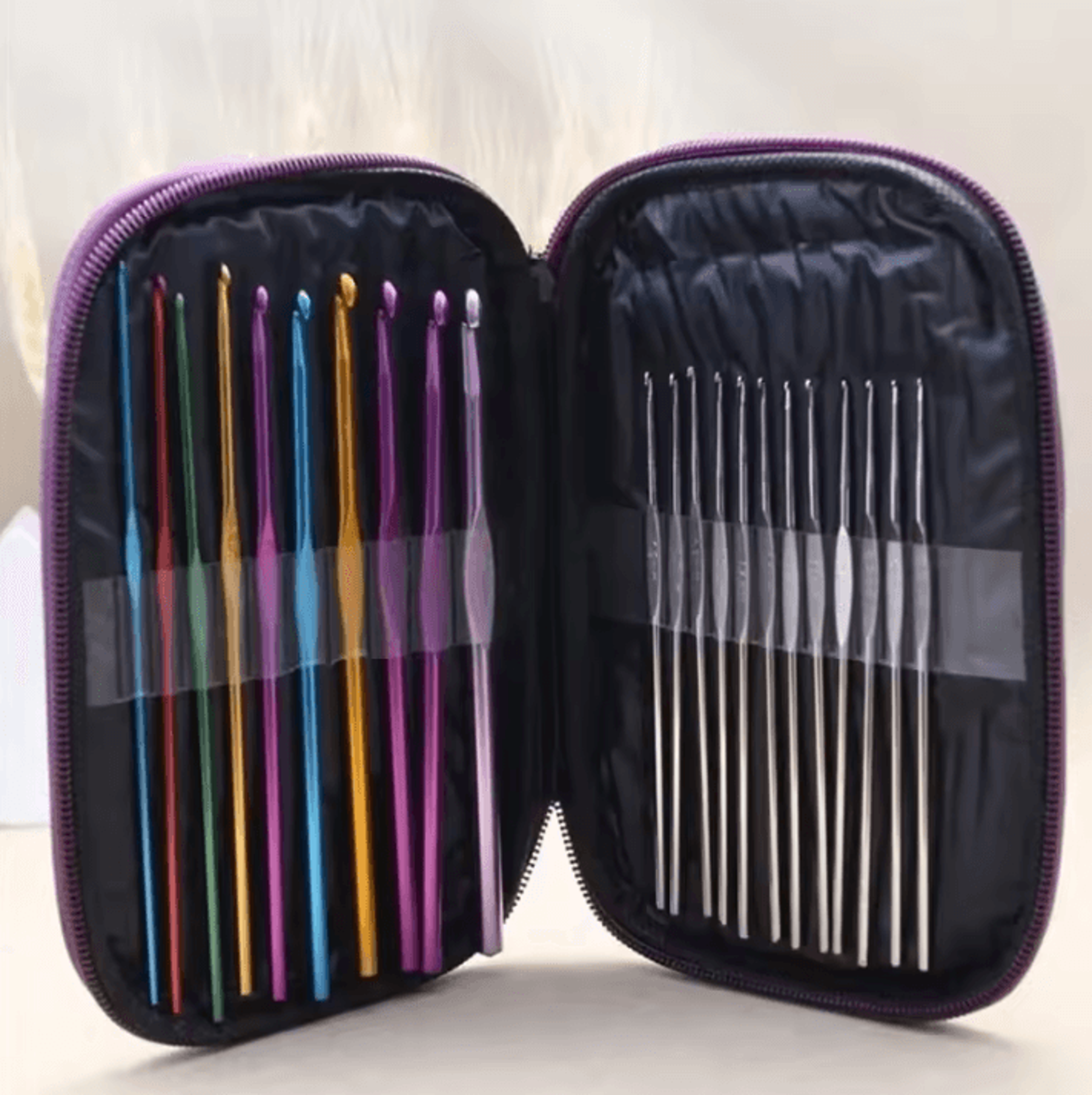 22Pcs Ergonomic Aluminum Crochet Hook Set  Multicolor 28mm Crochet Needles 2