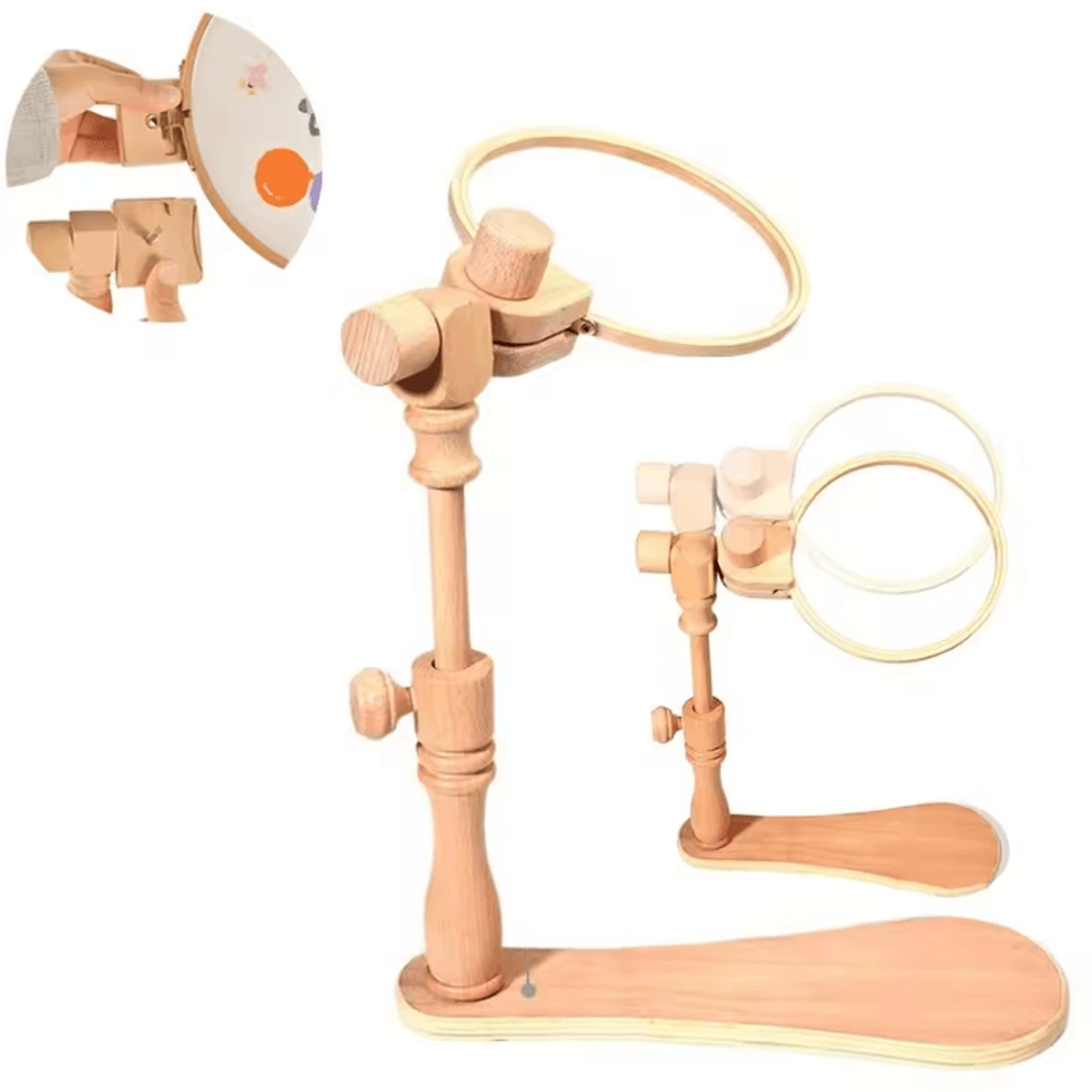 Portable Wooden Embroidery Hoop Stand With Rotatable Holder 1