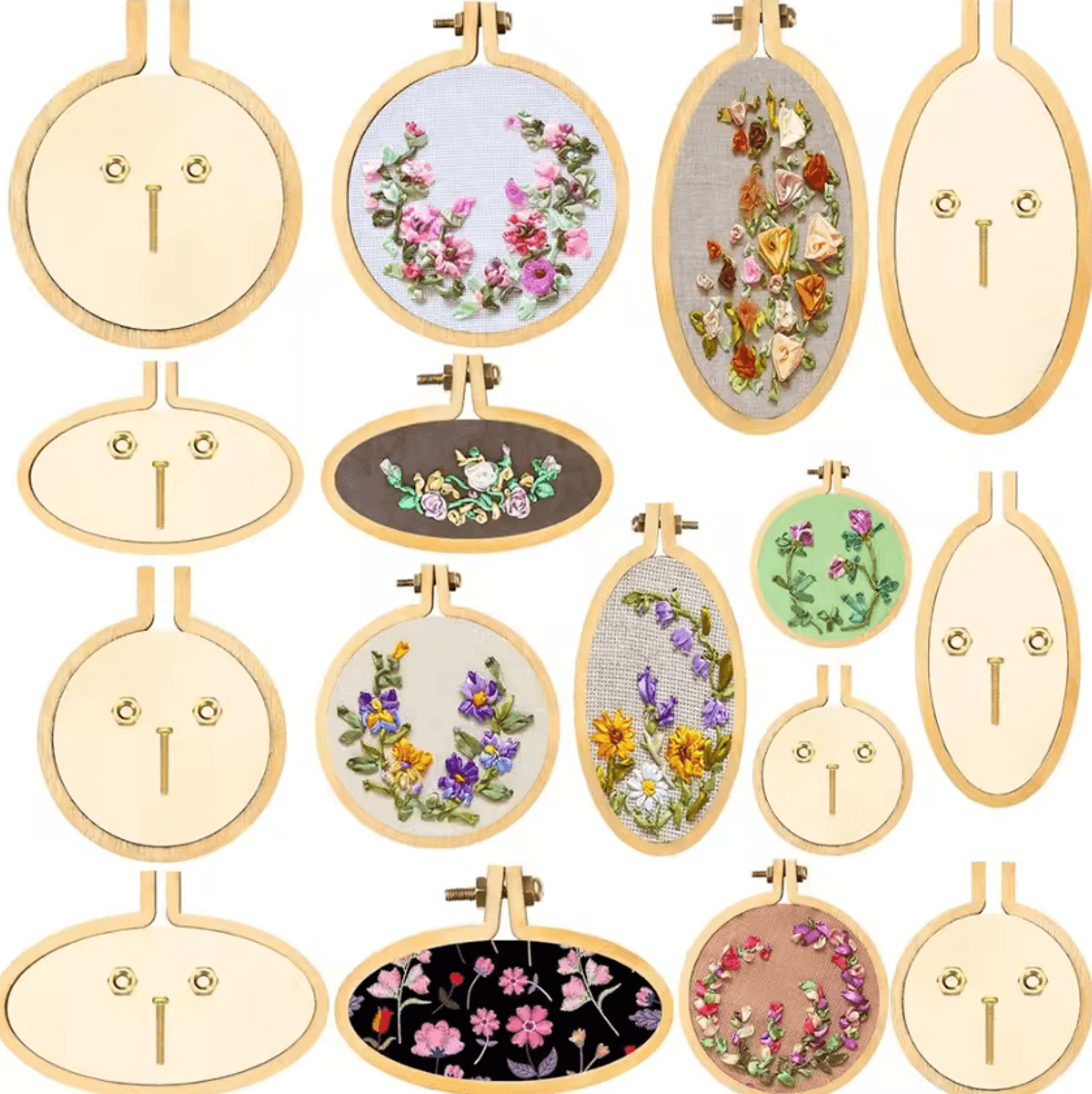 8Piece Mini Wooden Embroidery Hoop Set For Pendants And Keyrings 0