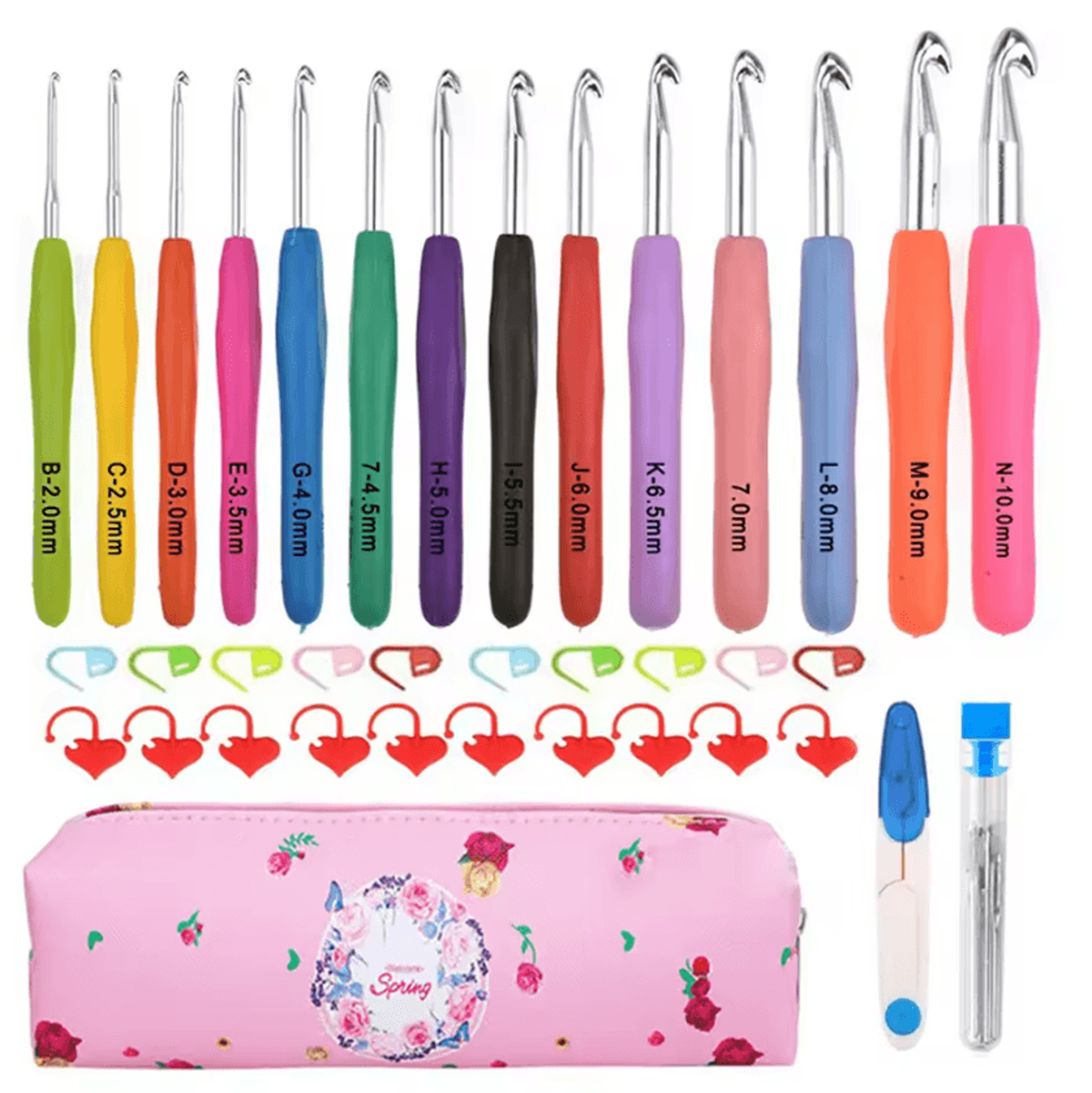 9Piece Colorful Ergonomic Crochet Hook Set 312mm 5