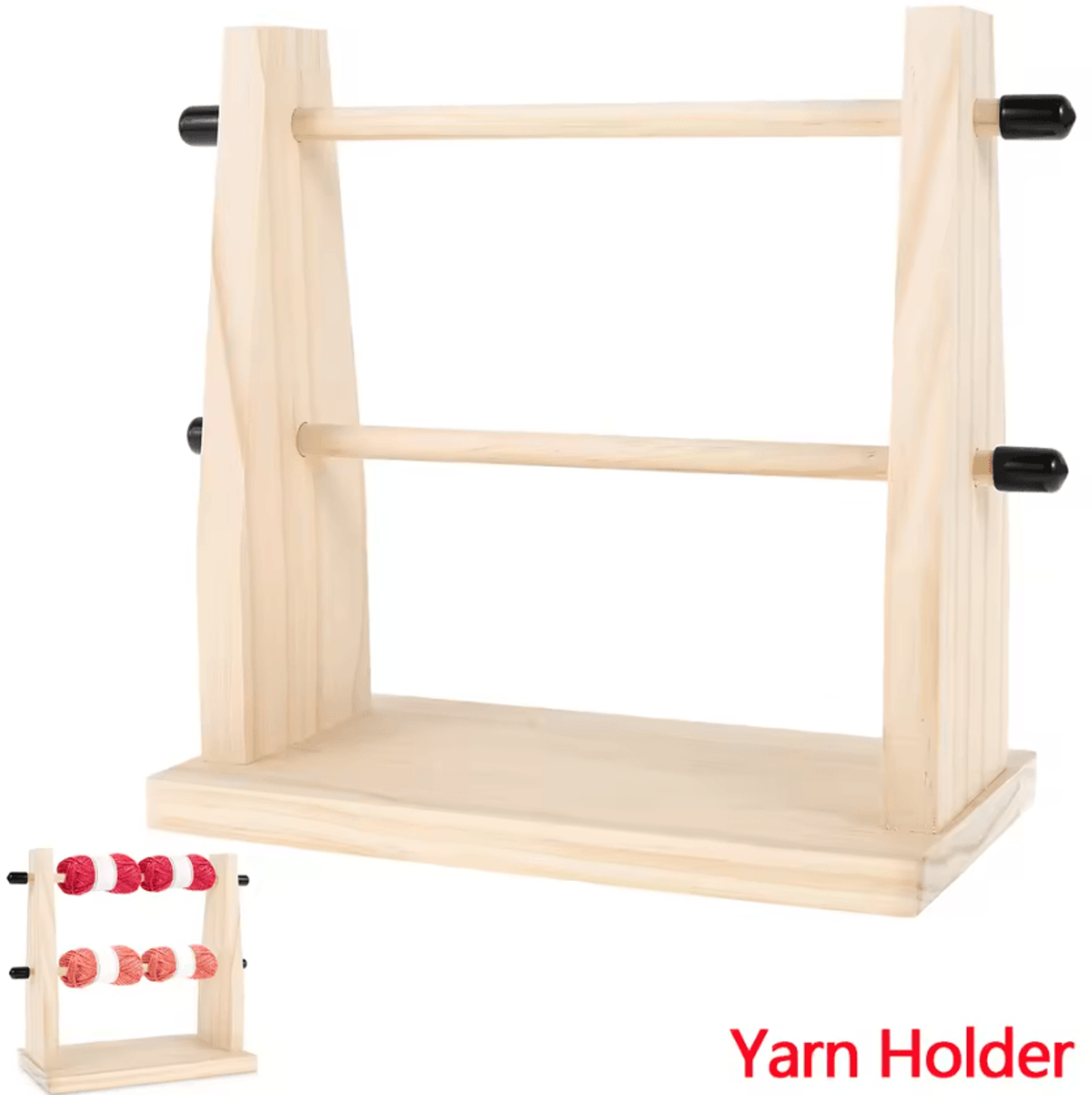 Double Wooden Yarn Ball Holder For Knitting  Crochet 0
