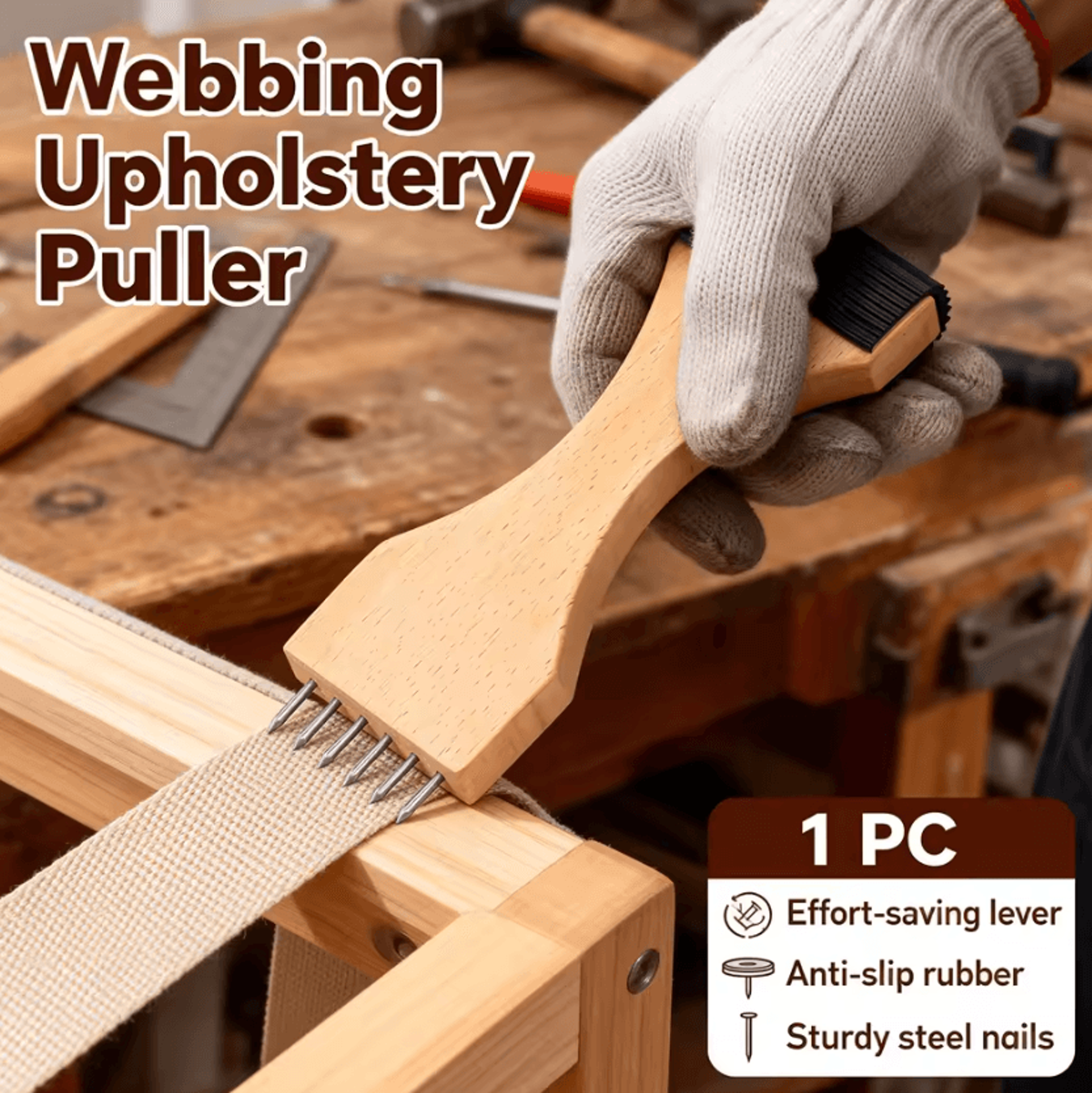 Wooden 6Pin Upholstery Webbing Stretcher  Puller 0