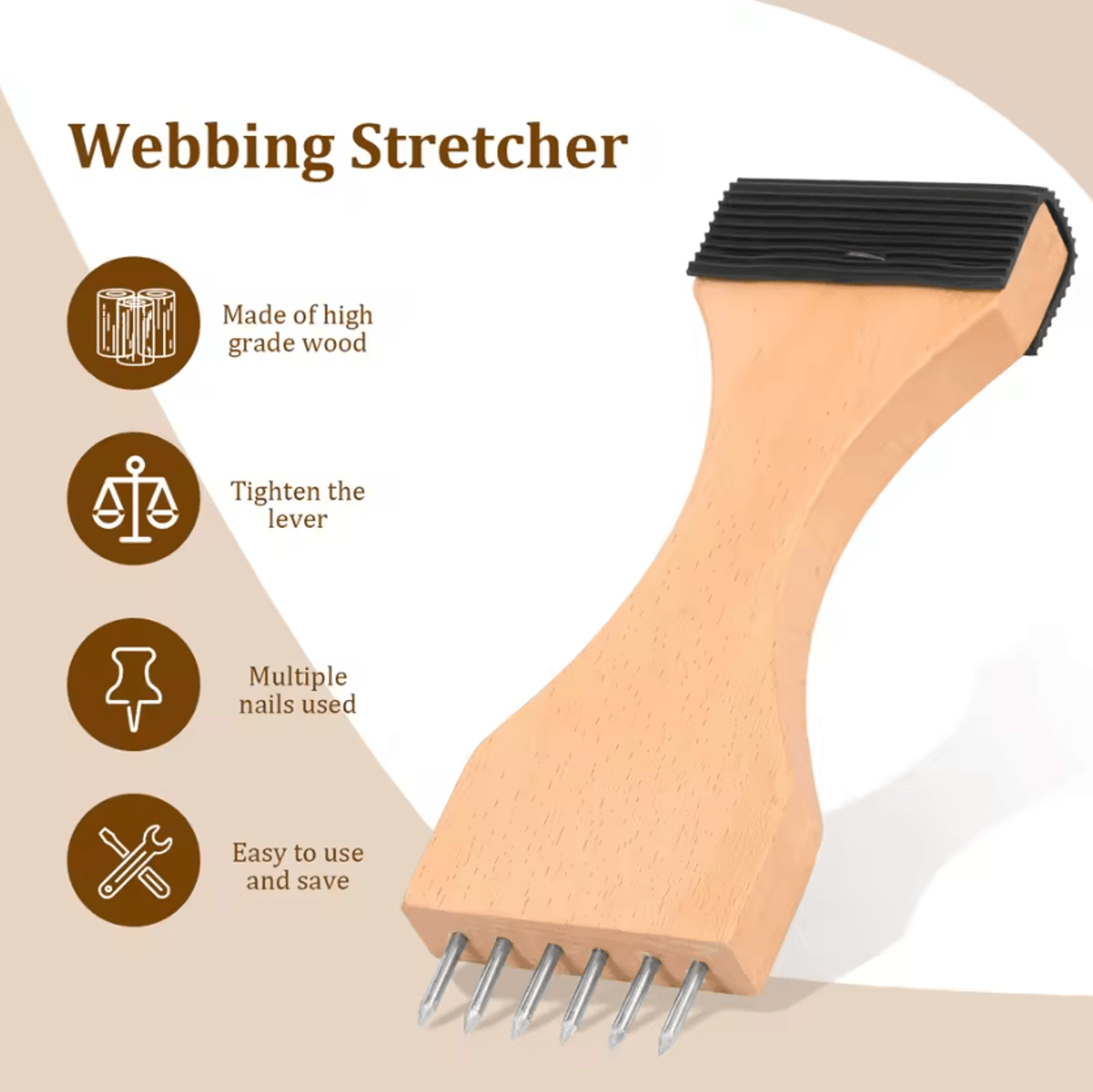 Wooden 6Pin Upholstery Webbing Stretcher  Puller 2