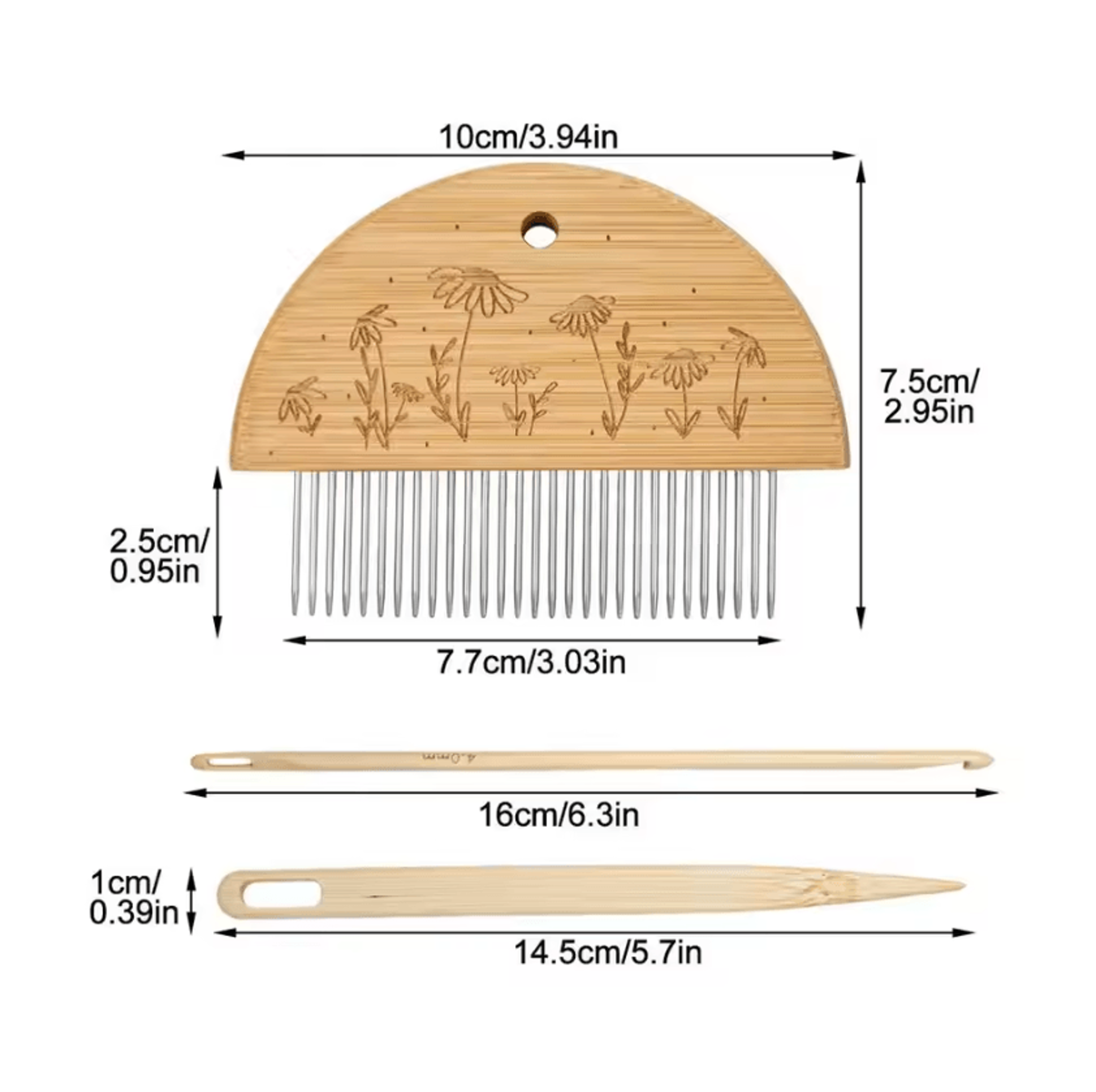 Wooden Tapestry Weaving Loom Kit With Weaving Comb 7