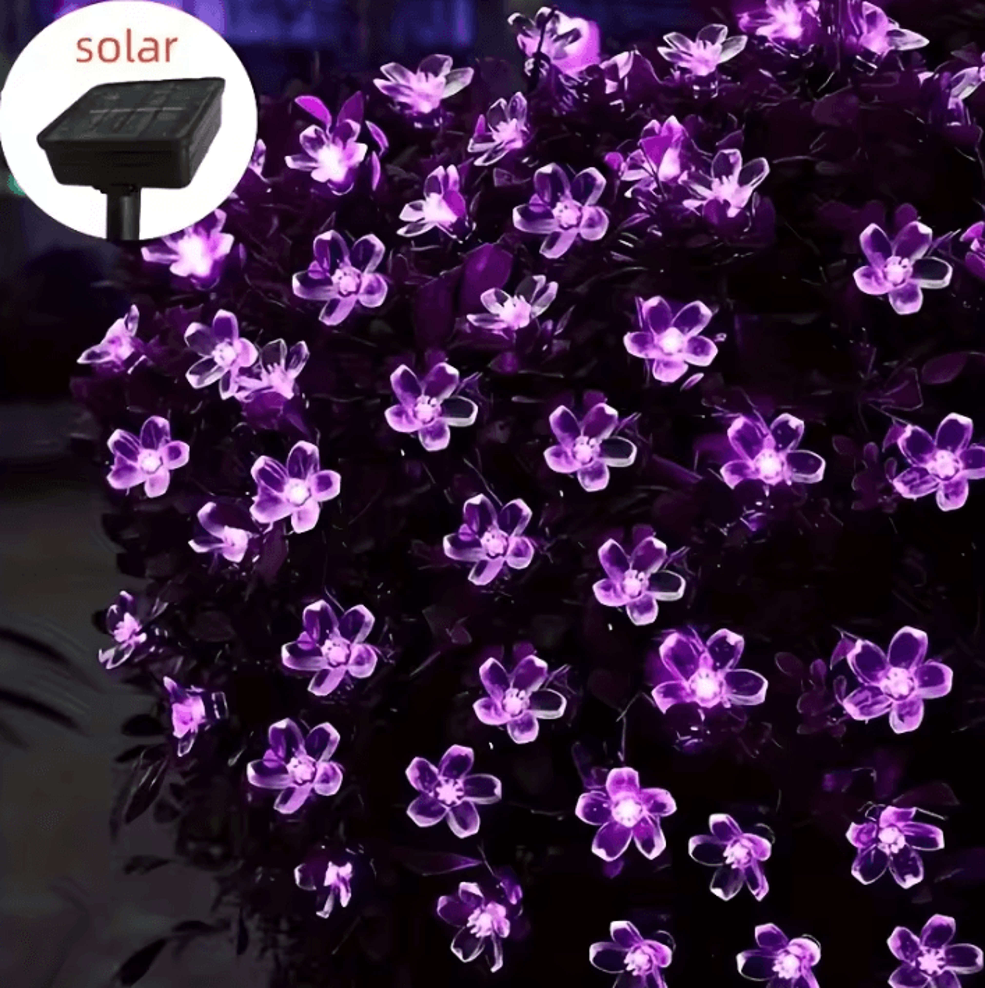 Solar Cherry Blossom LED String Lights For Garden And Patio 3