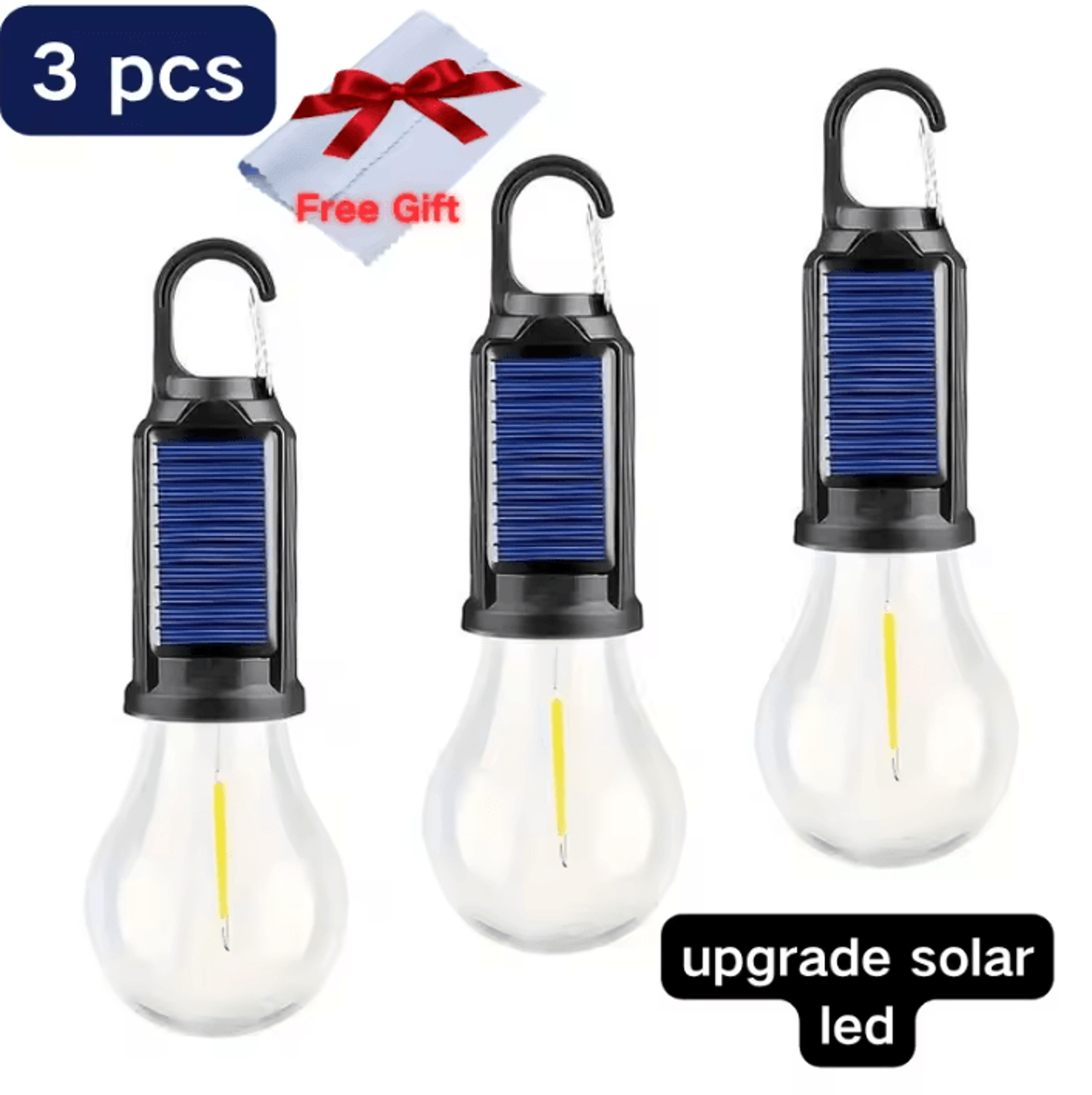 Solar LED Hanging Camping Light Bulbs With 3 Lighting Modes 5