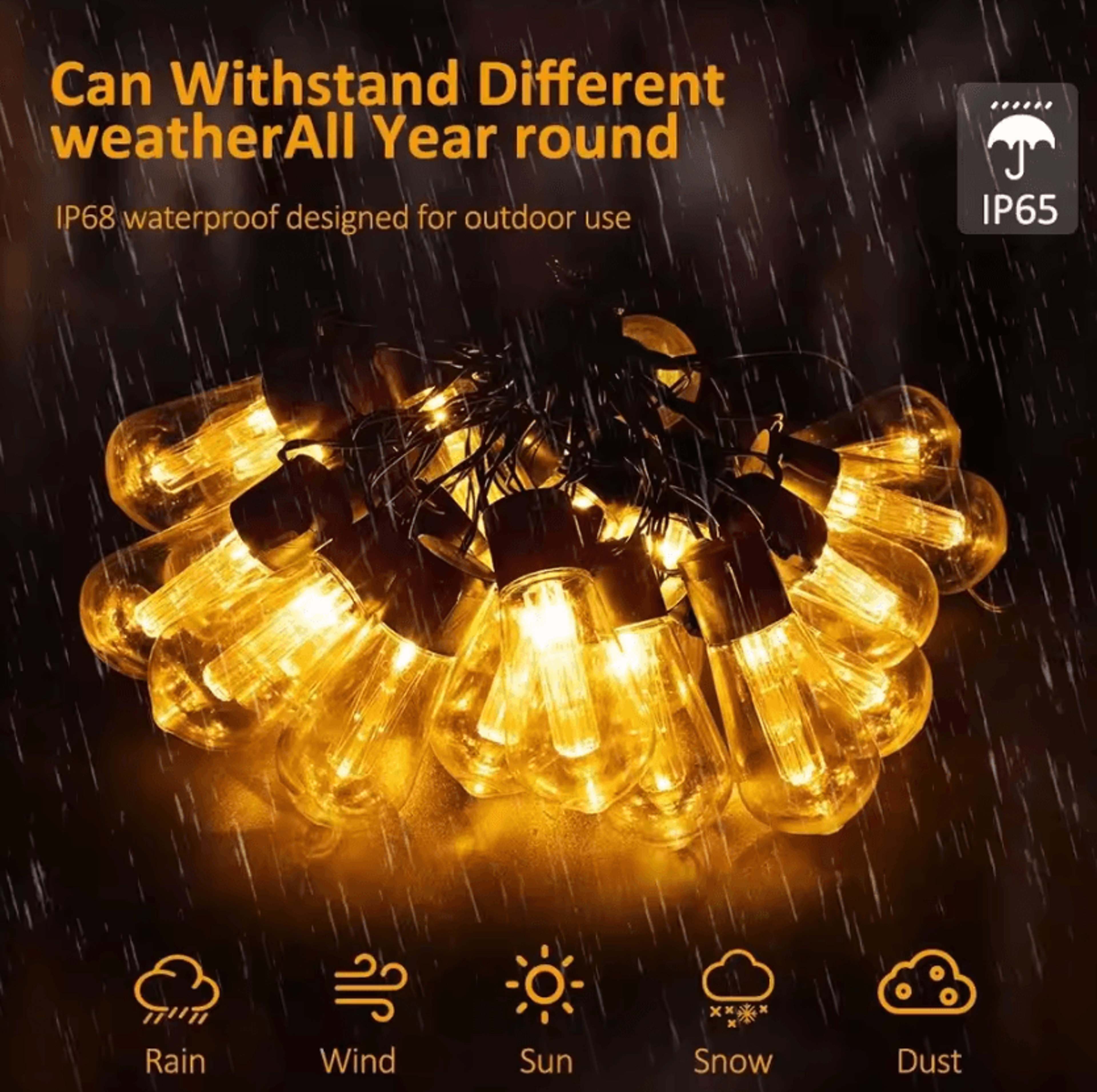 30Bulb Solar Edison String Lights For Patio And Garden 1
