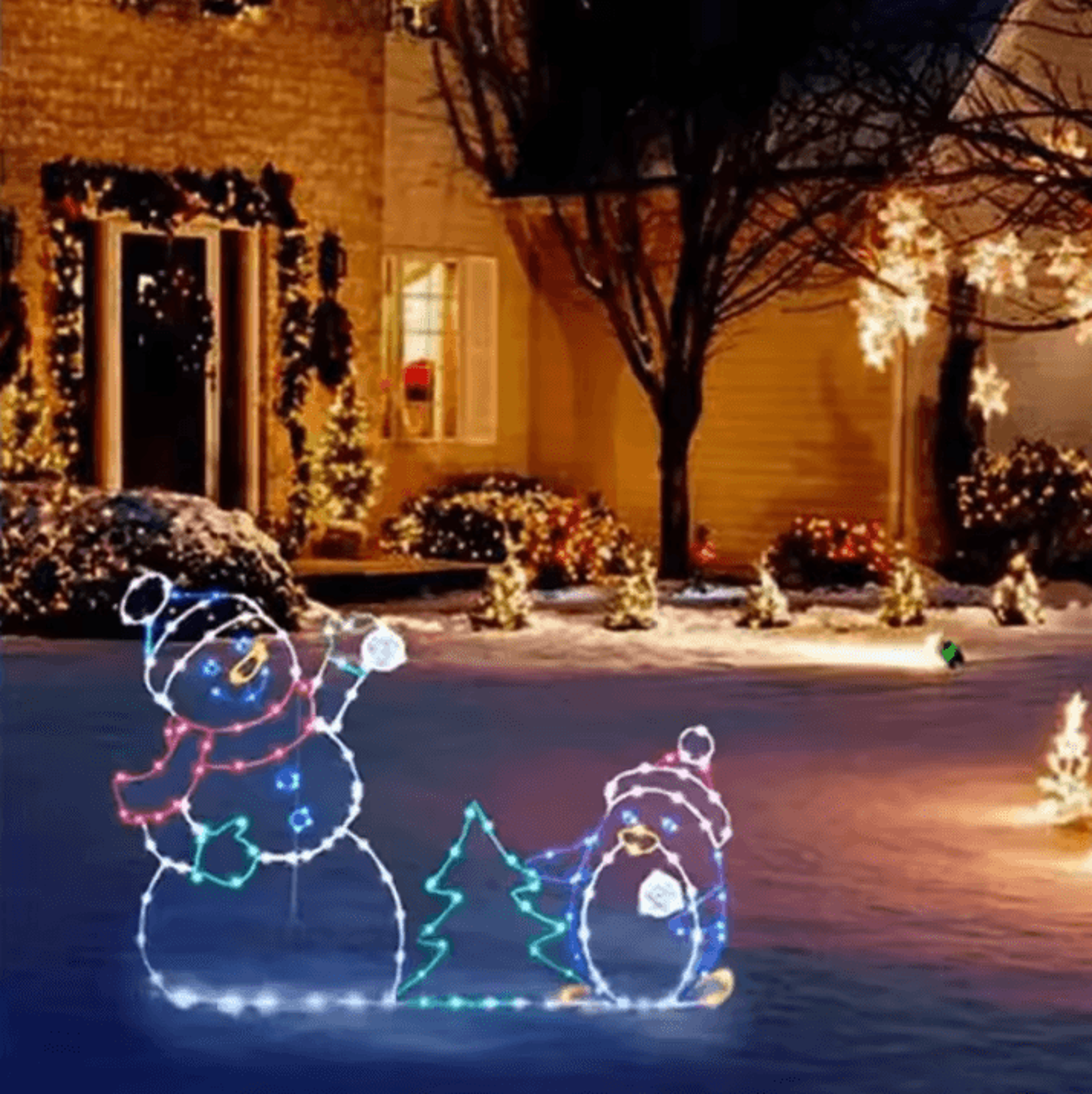 Glowing Christmas Snowman Figurine Holiday Window Decor 1