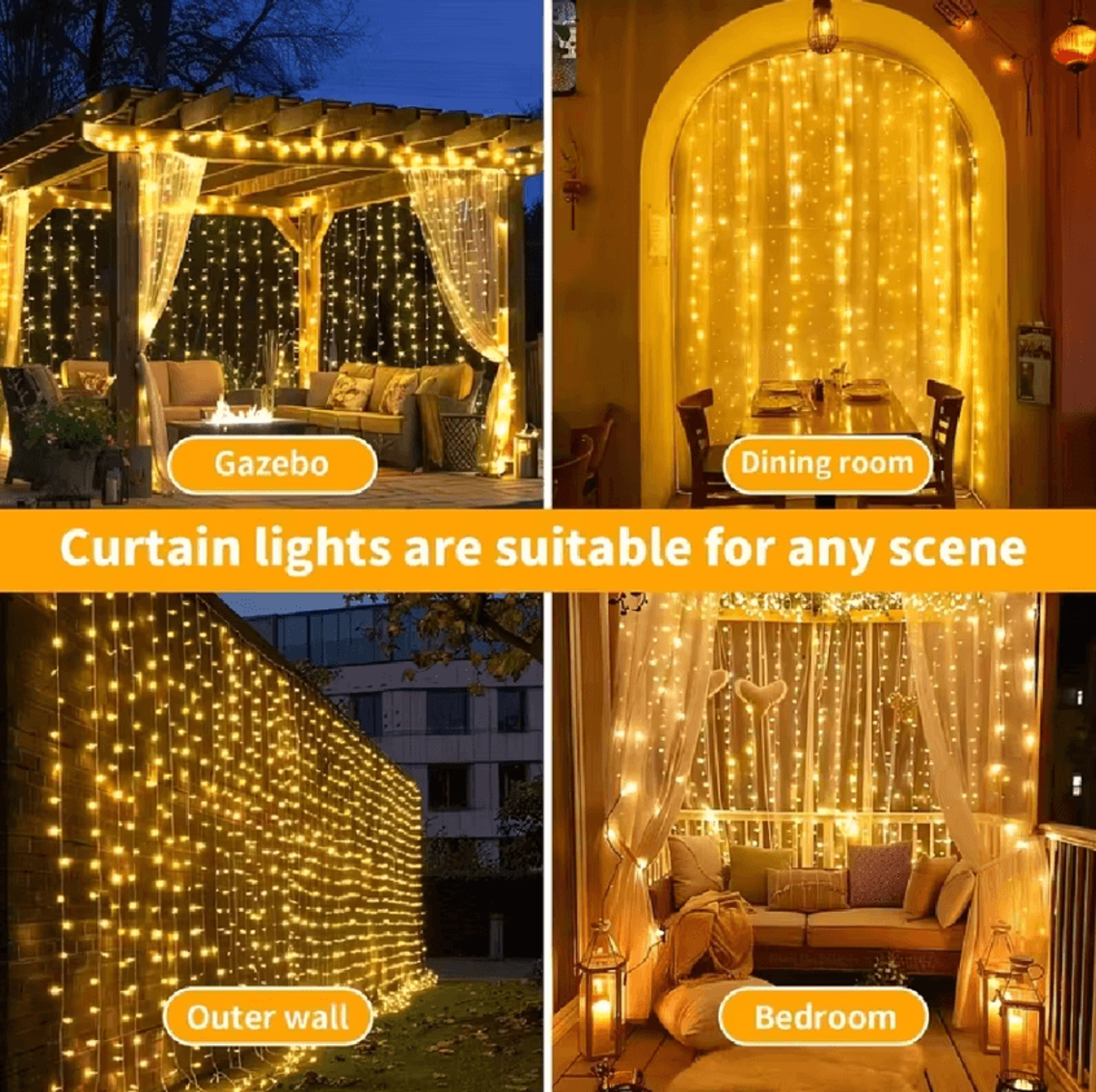 Solar Curtain String Lights With 8 Lighting Modes 4