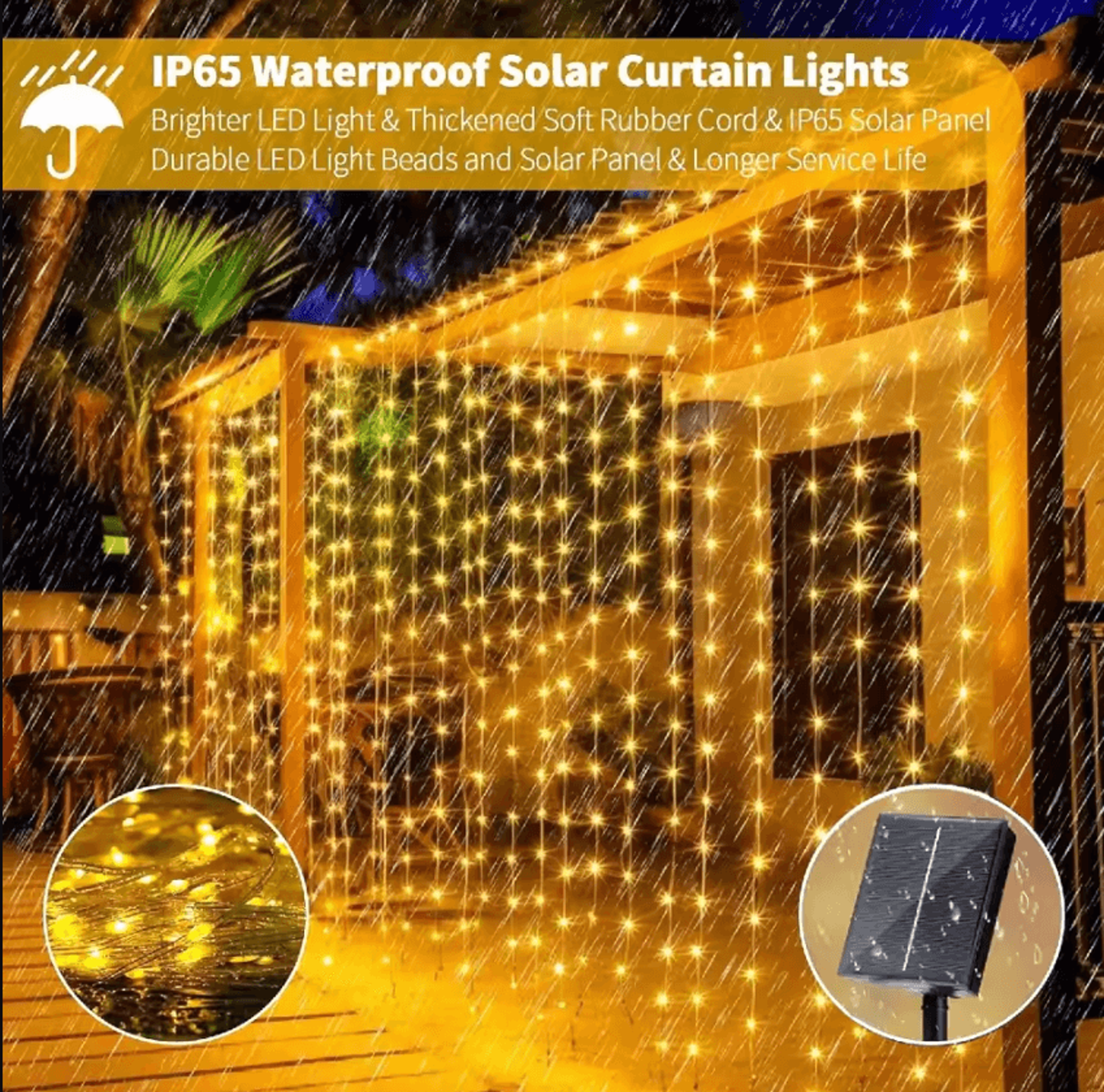 Solar Curtain String Lights With 8 Lighting Modes 5