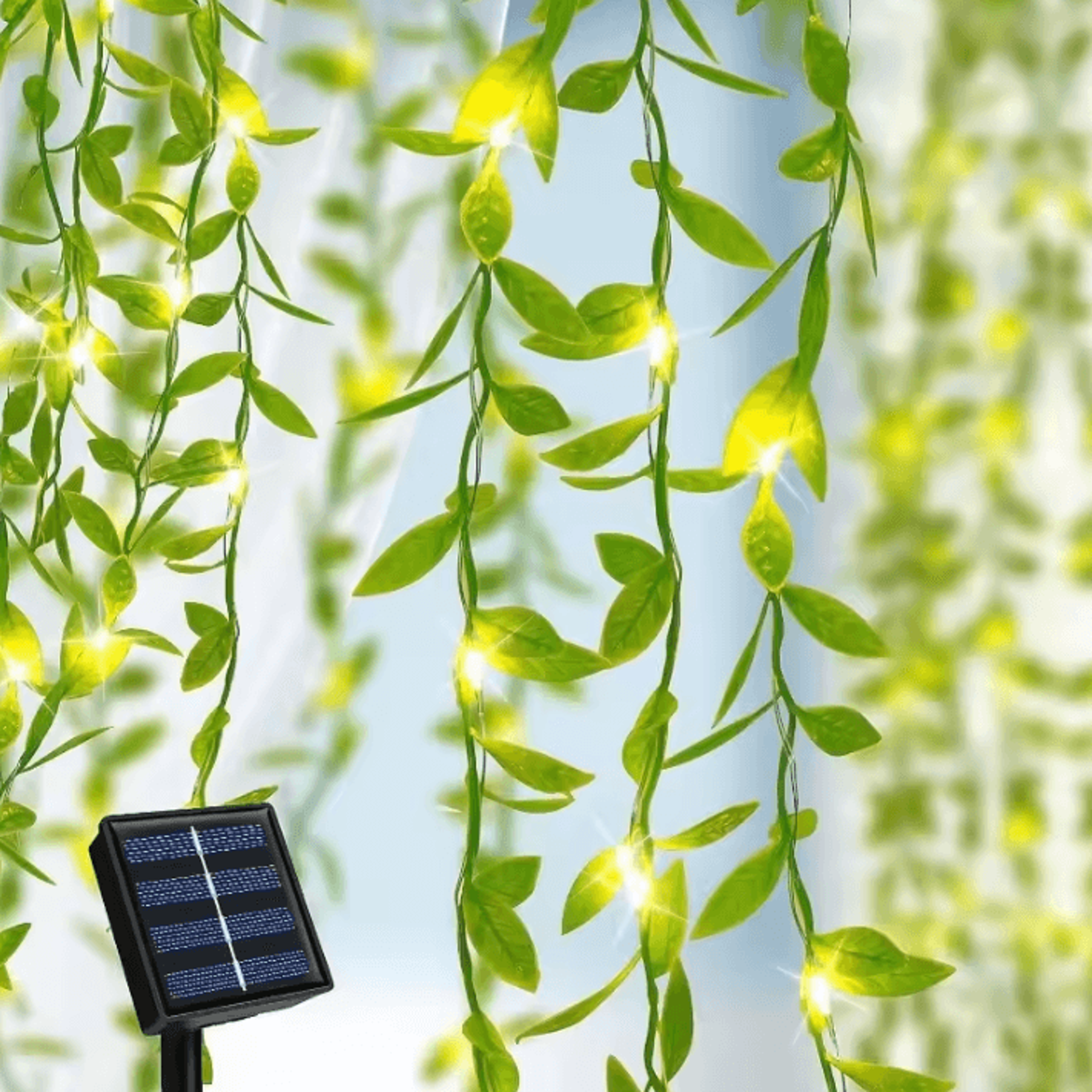 Solar Artificial Leaf Flower String Lights Outdoor Garden Decor 3