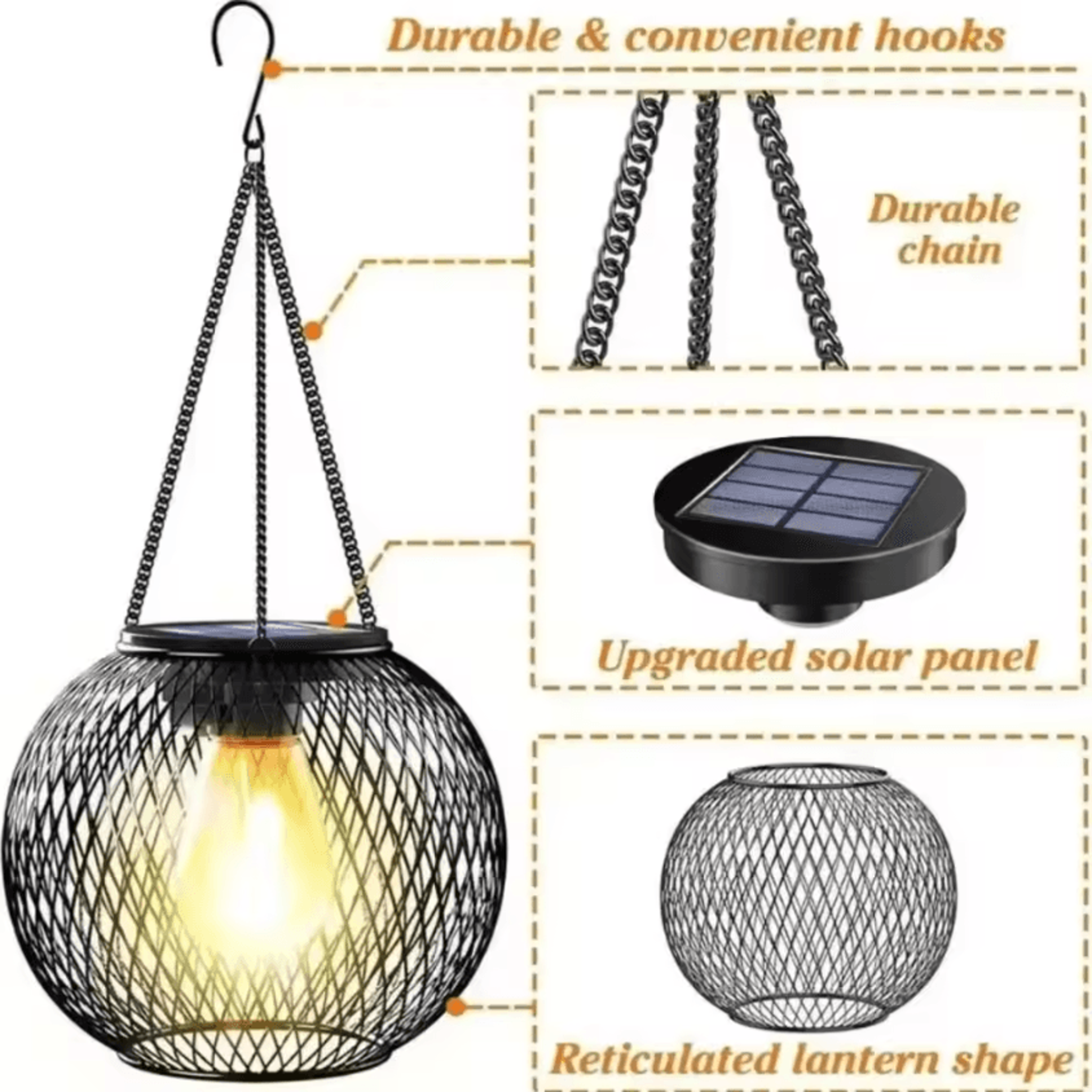 Solar LED Lantern Outdoor Hanging And Table Garden Light 3