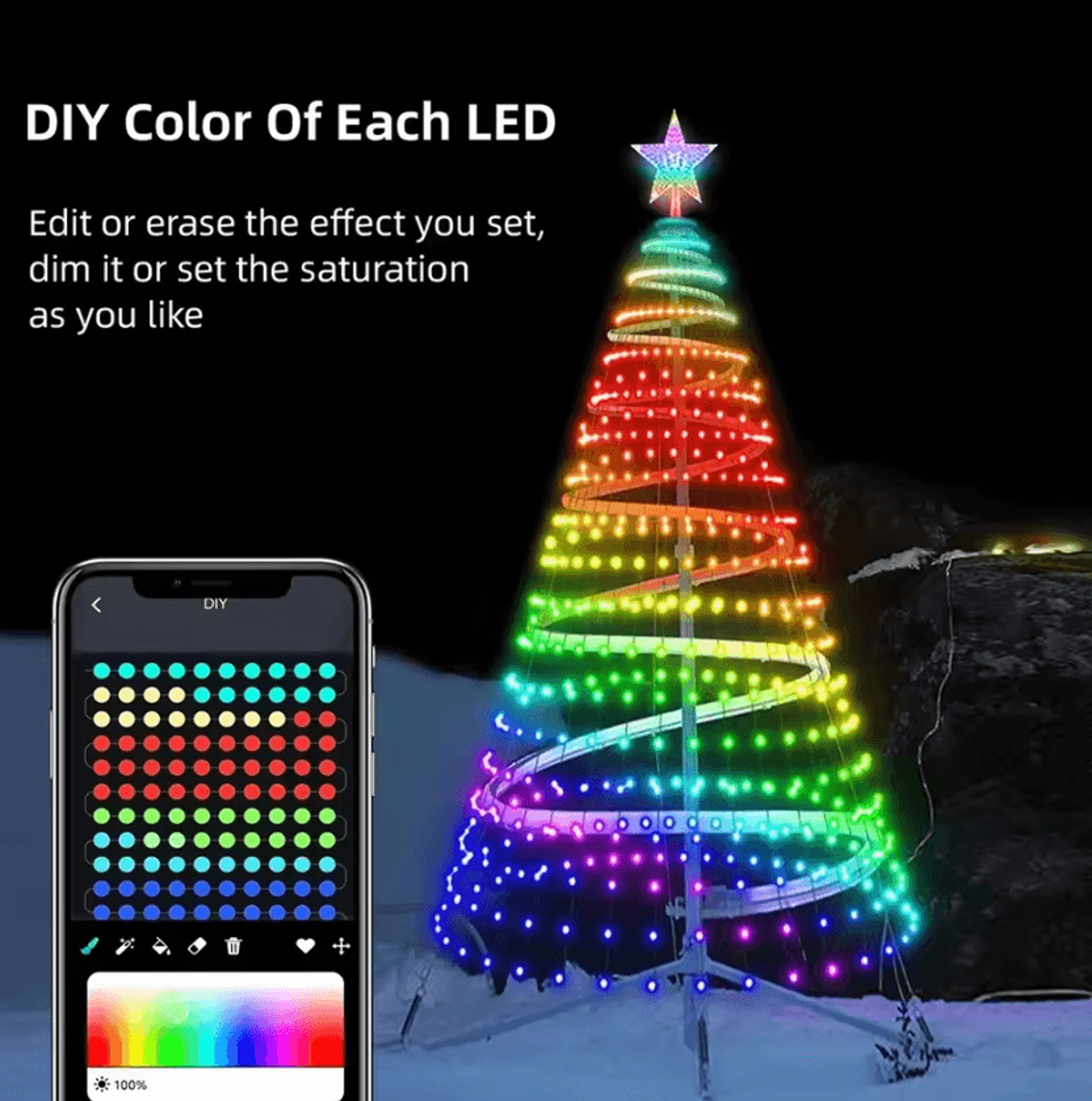 Smart RGB Christmas Tree Lights With App Control And Music Sync 1