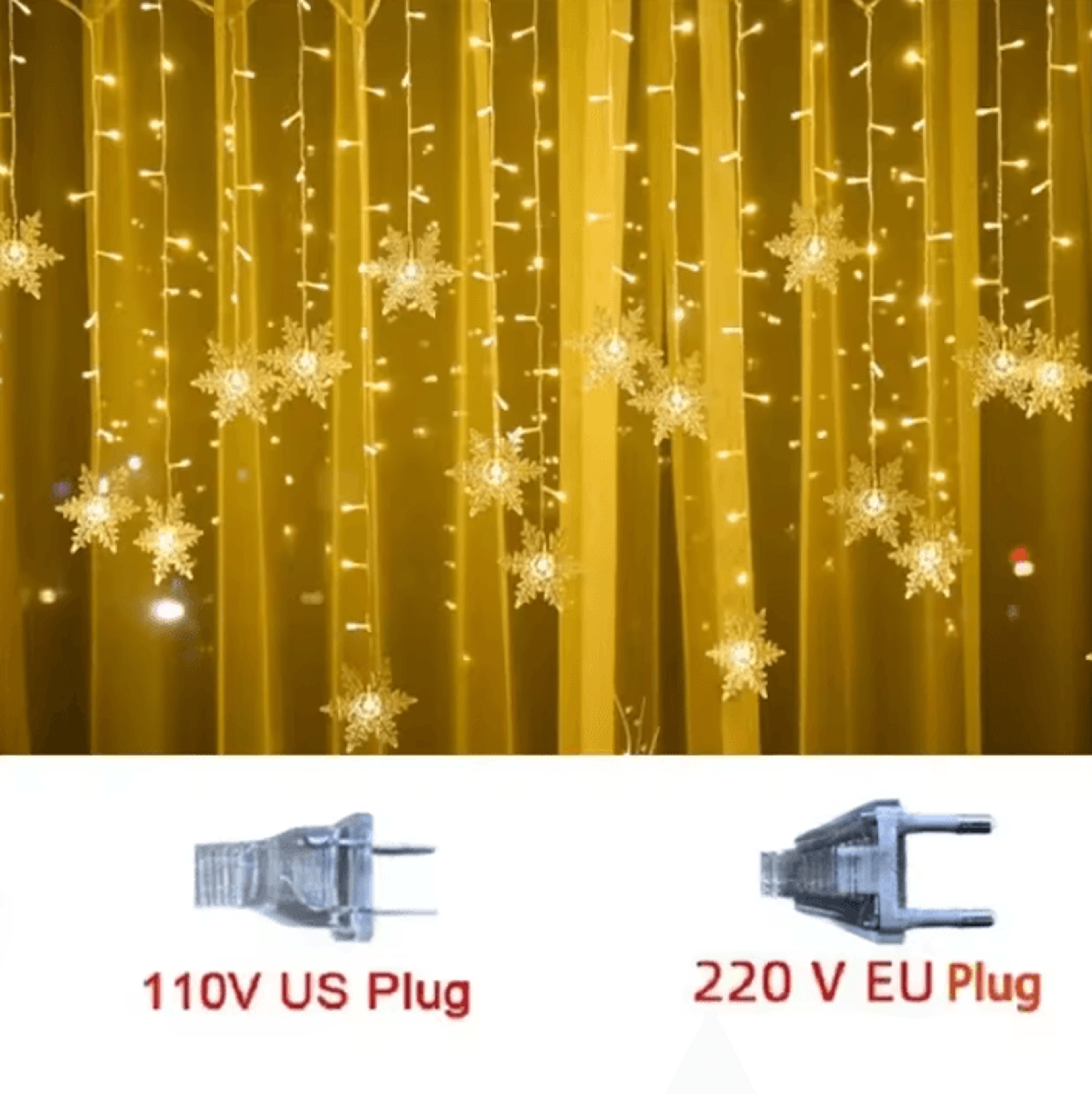 Christmas Snowflake LED Curtain Lights For Holiday Decor 3