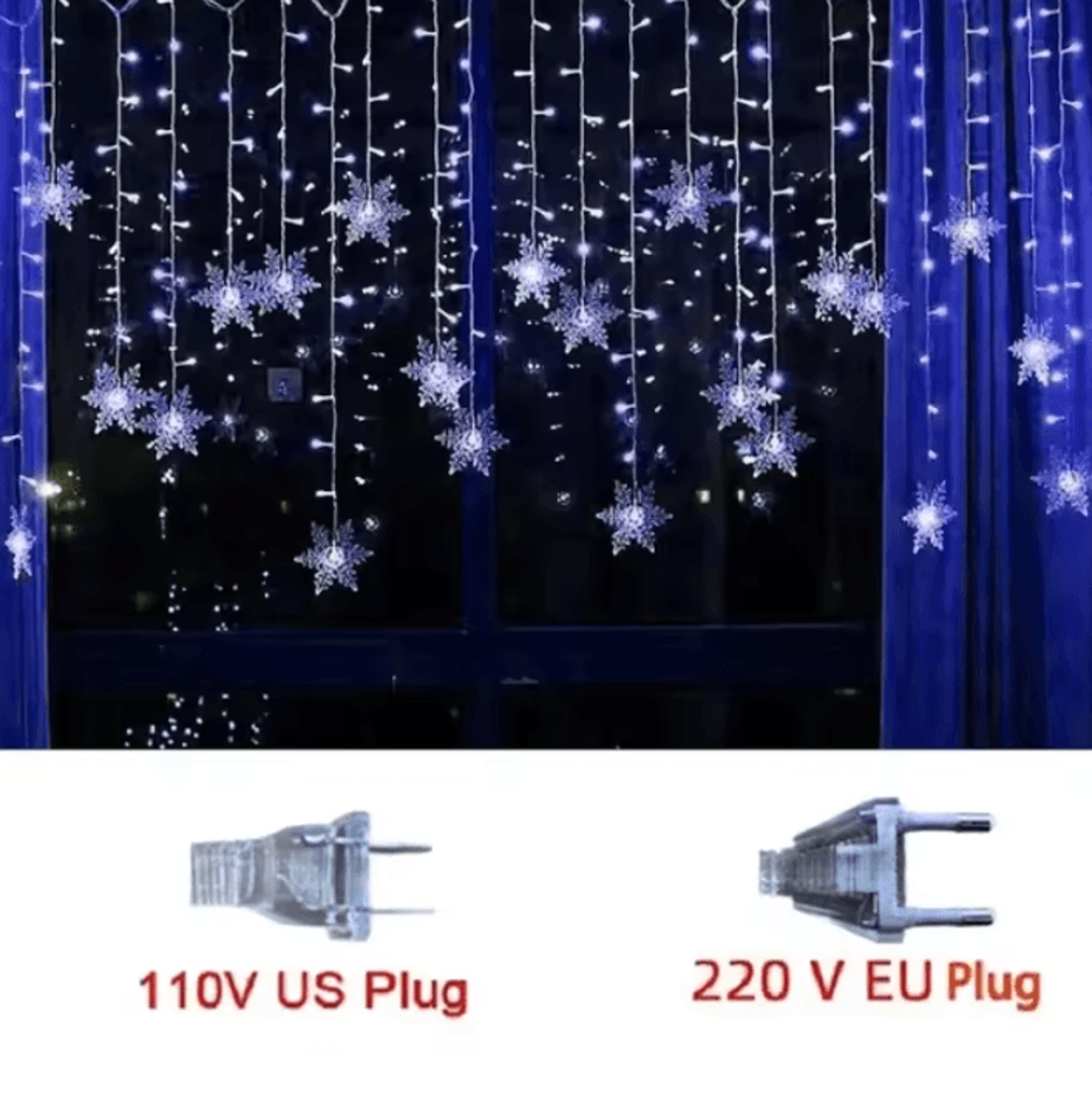 Christmas Snowflake LED Curtain Lights For Holiday Decor 4