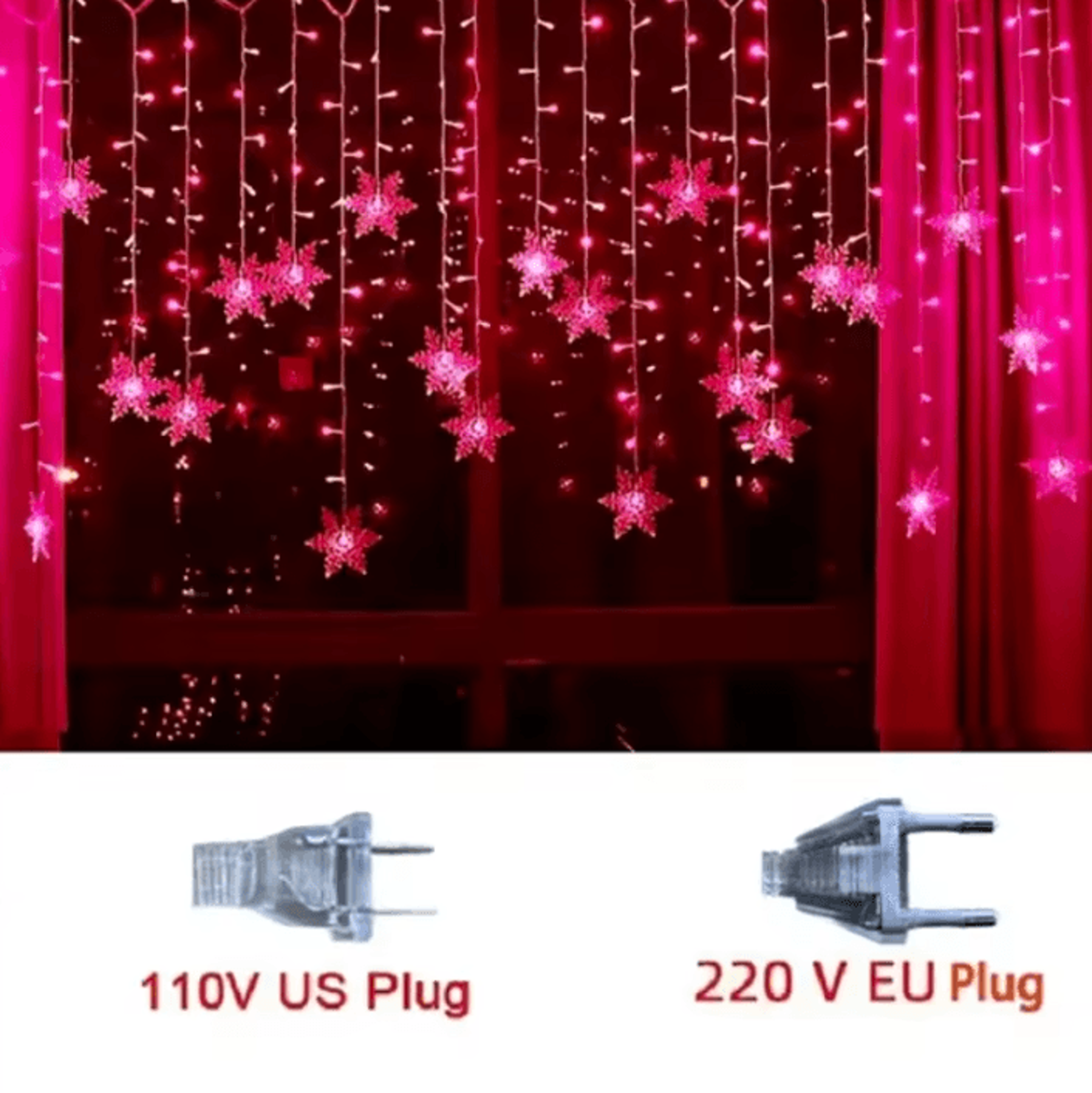 Christmas Snowflake LED Curtain Lights For Holiday Decor 7