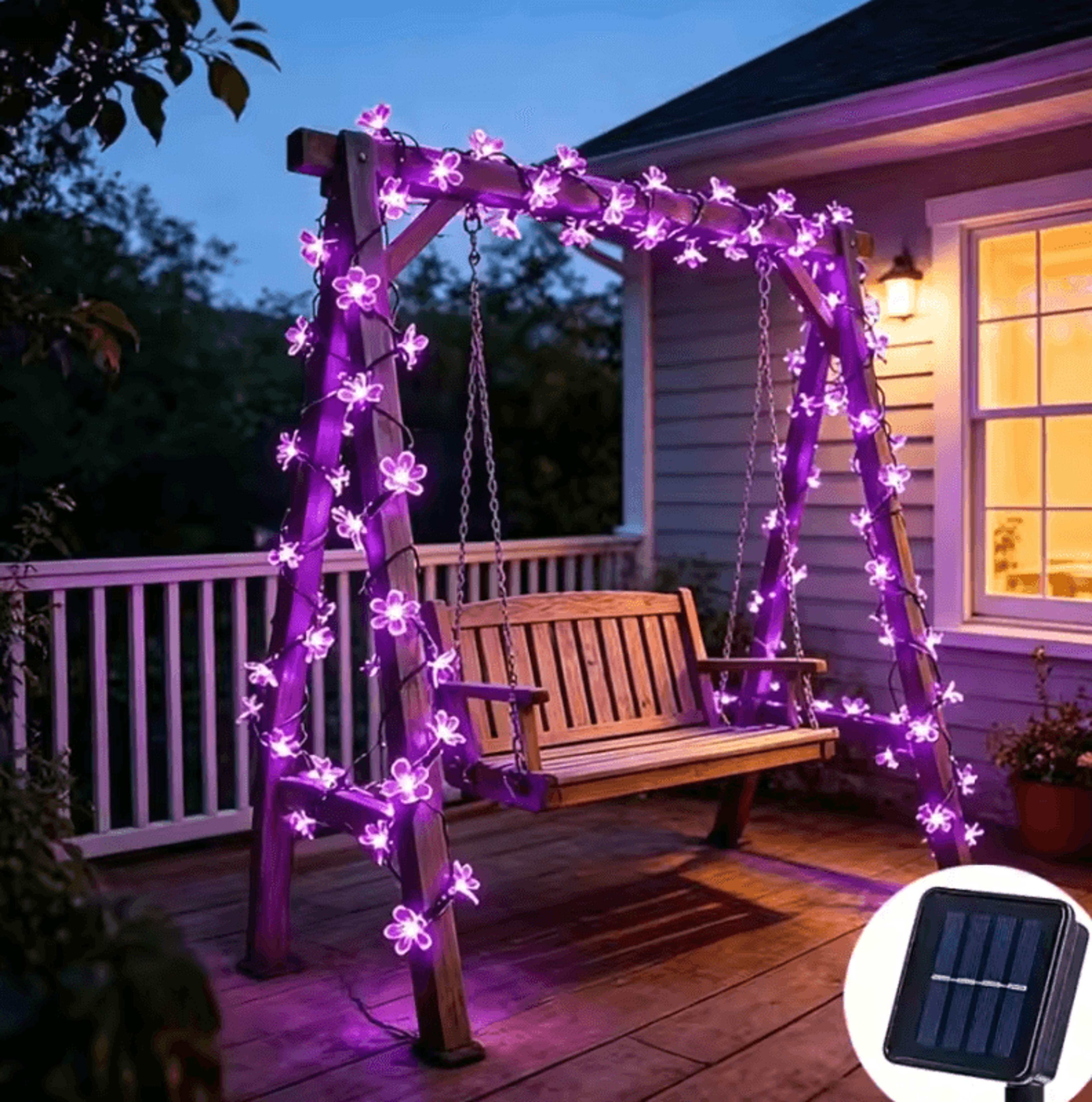 Solar Purple Cherry Blossom String Lights With 8 Lighting Modes 0