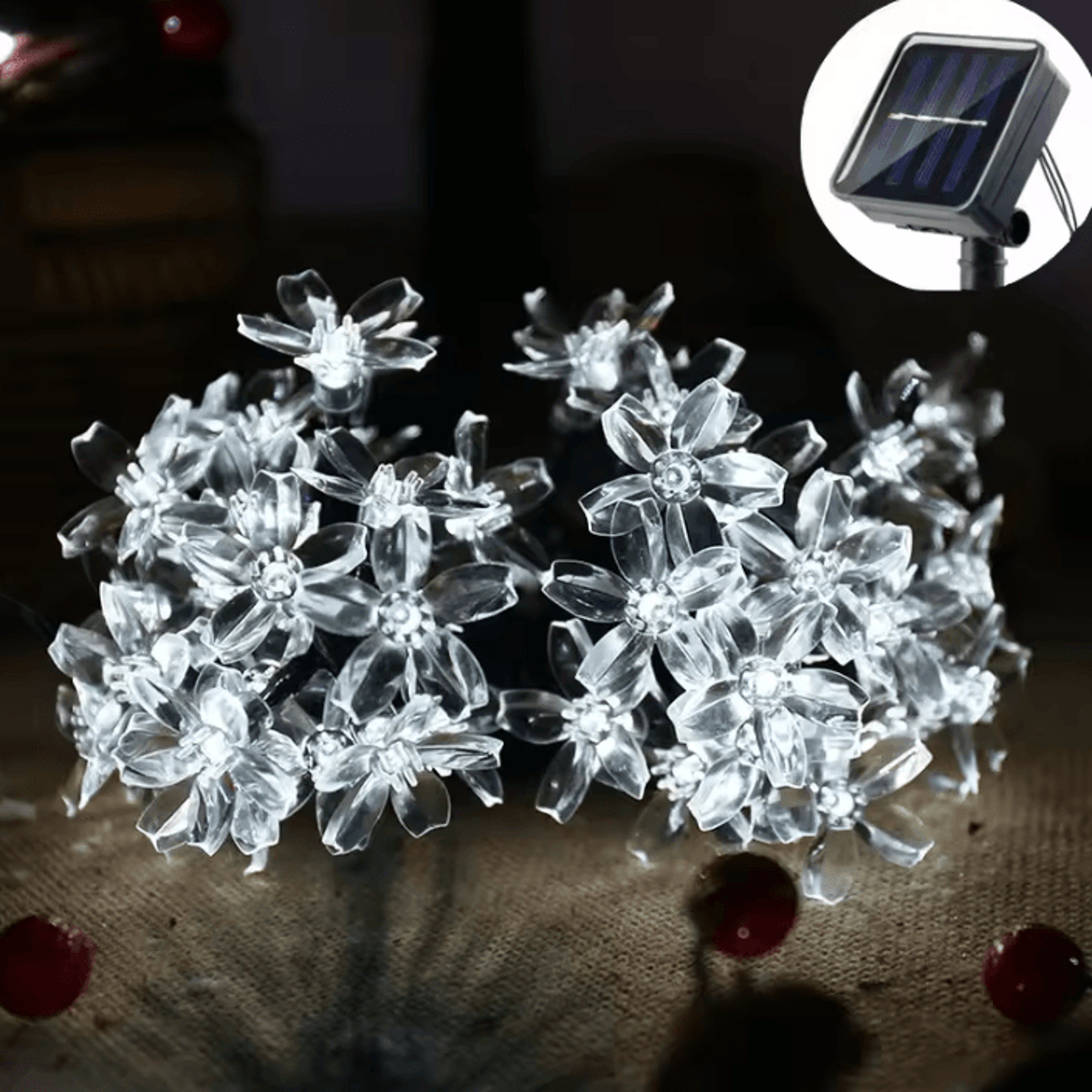 Solar Cherry Blossom String Lights For Garden And Wedding Decor 4
