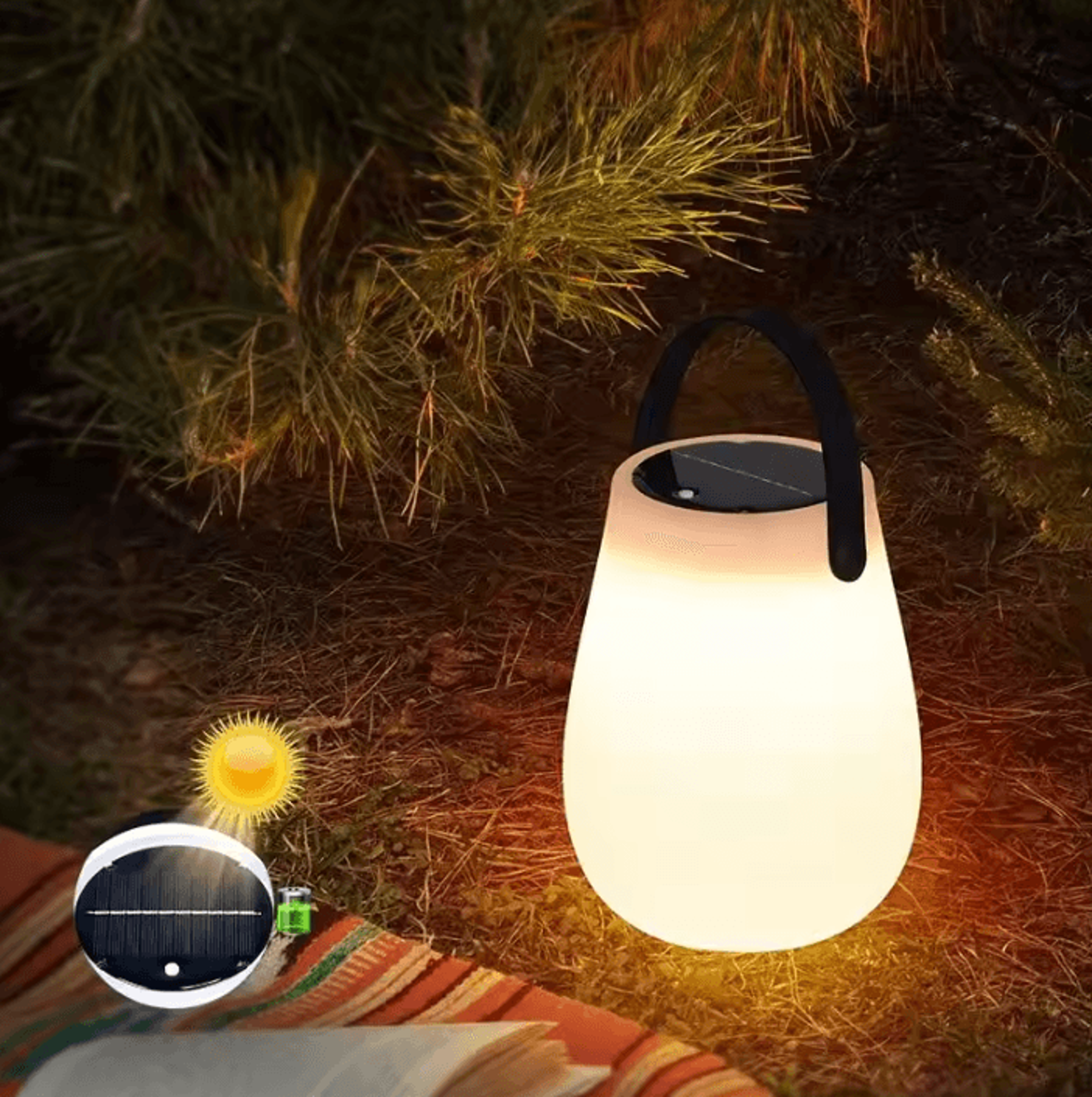 Solar Rechargeable LED Camping Lantern With Silicone Handle 2
