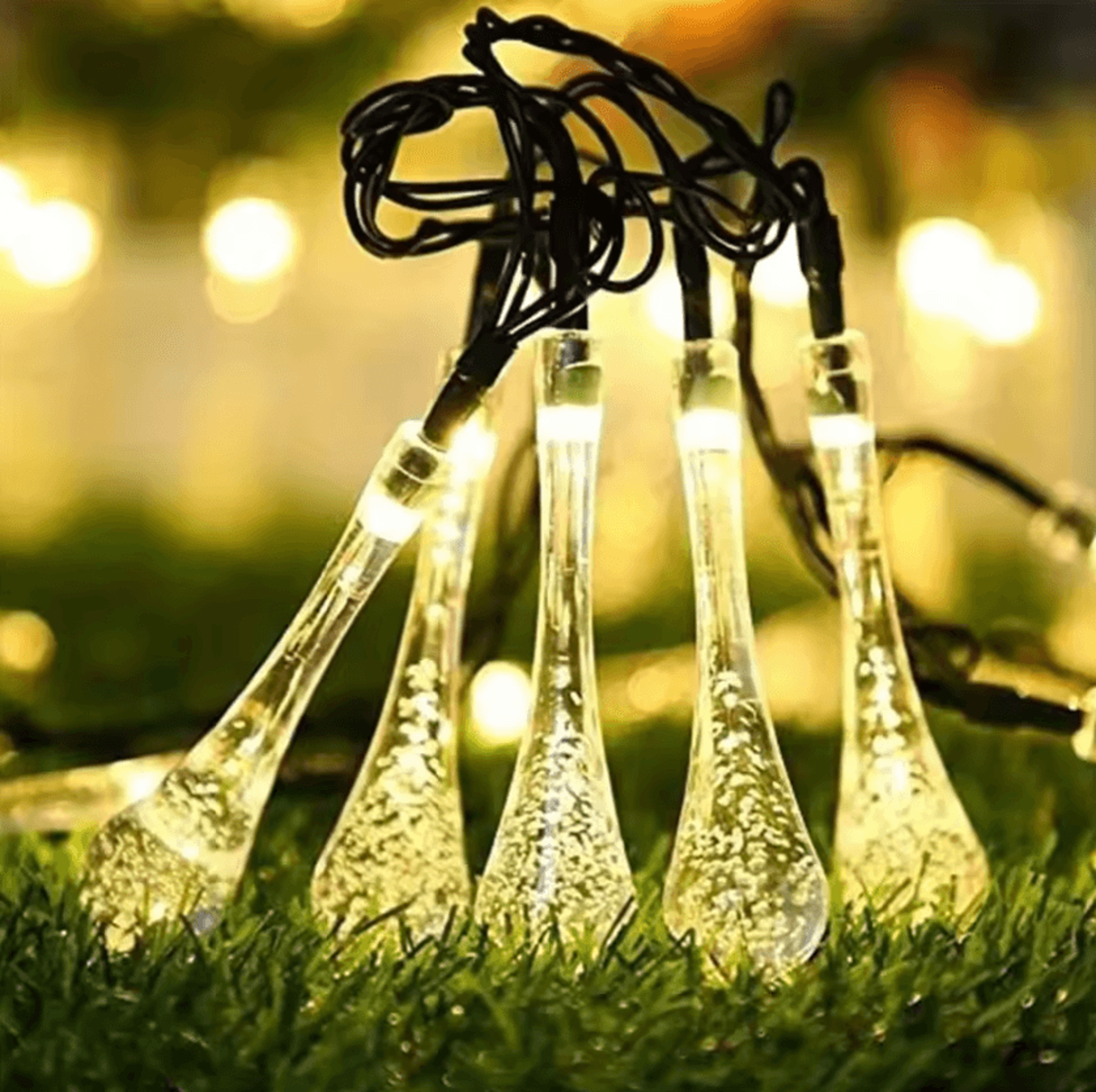 Solar Water Drop String Lights 20 30 50 LED Outdoor Decor 5