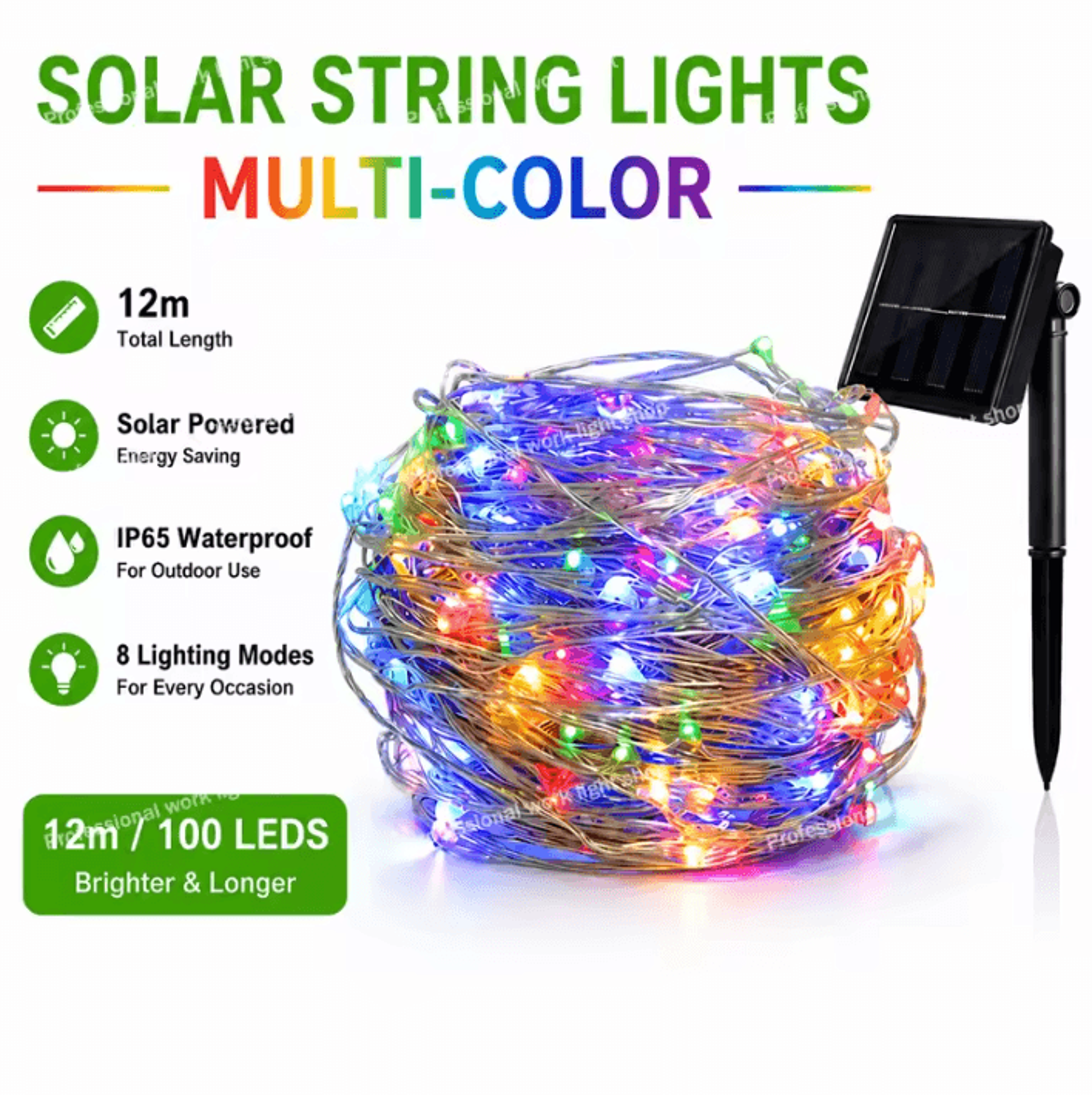 Solar LED String Lights With 8 Modes For Outdoor Garden Decor 2