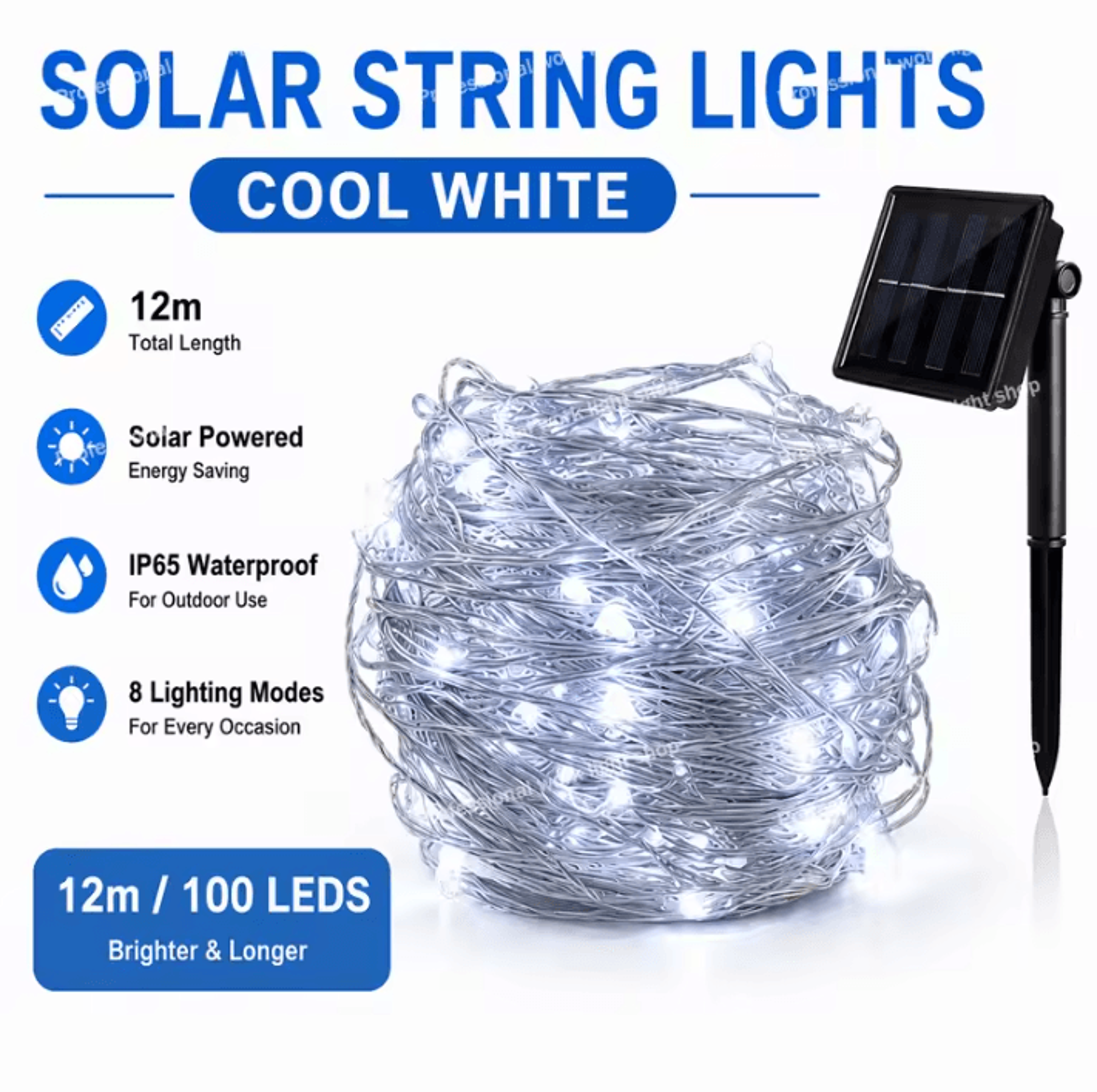 Solar LED String Lights With 8 Modes For Outdoor Garden Decor 4