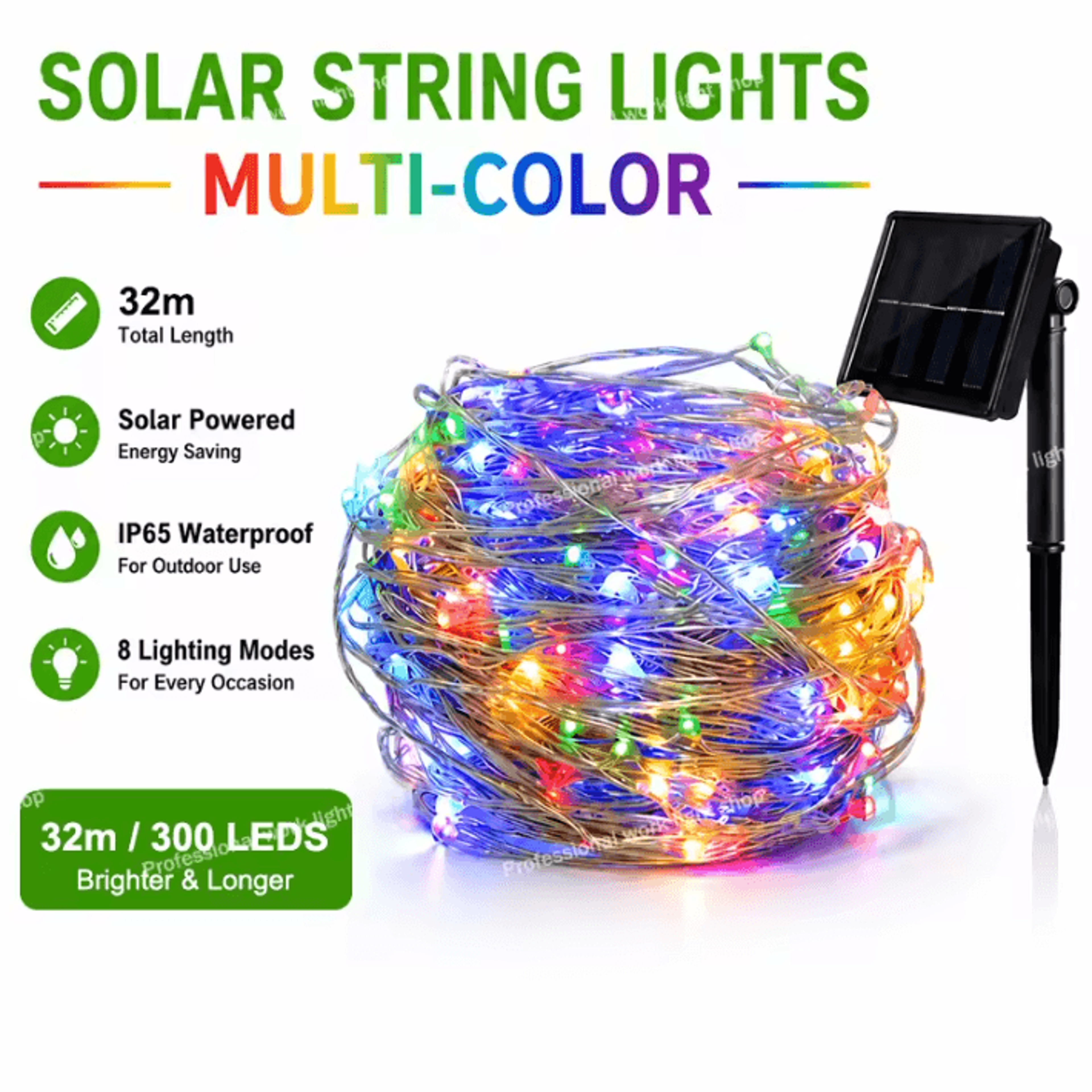 Solar LED String Lights With 8 Modes For Outdoor Garden Decor 8