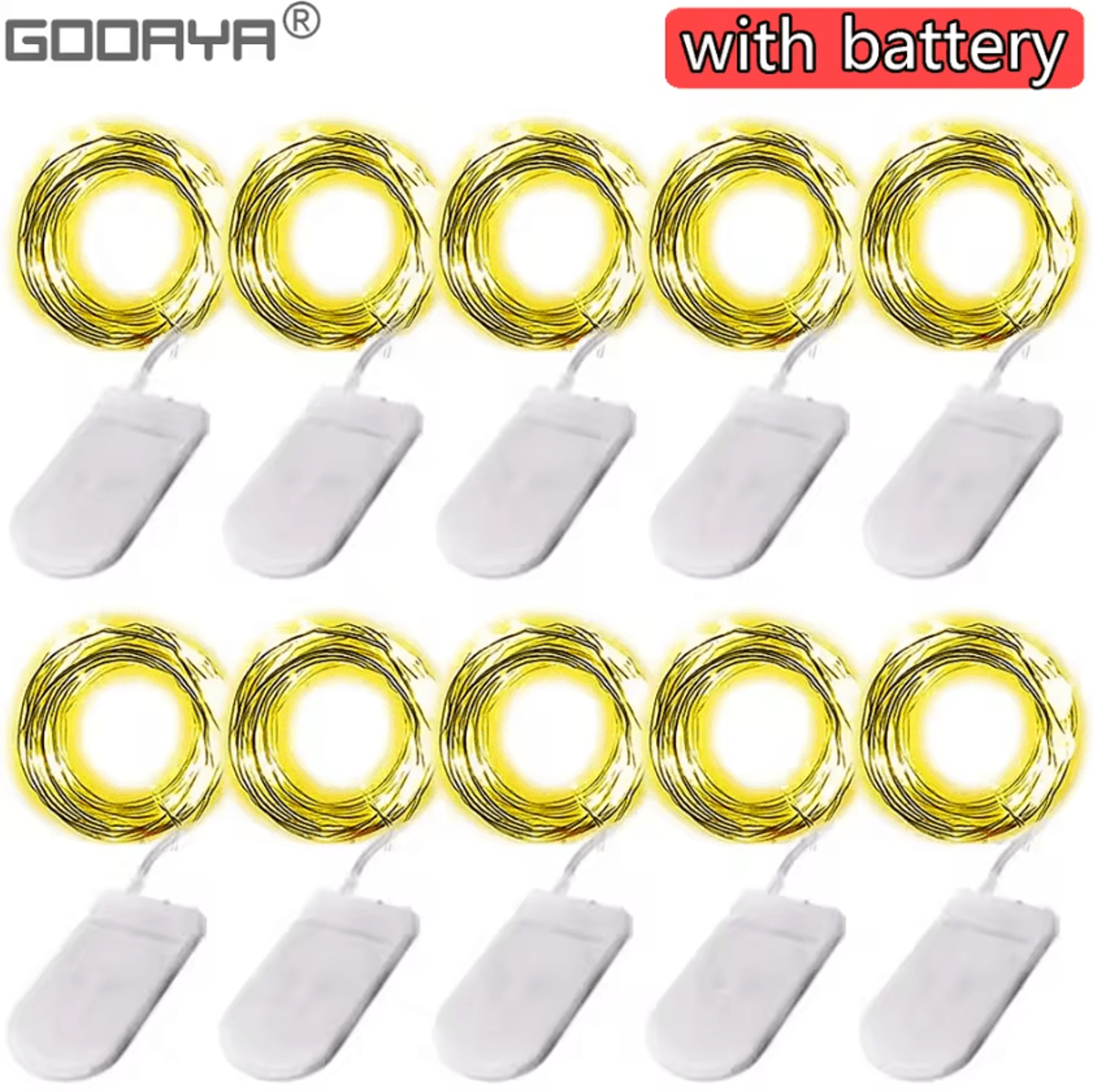 10 Pack 2M Copper Wire LED Fairy Lights With Batteries 0
