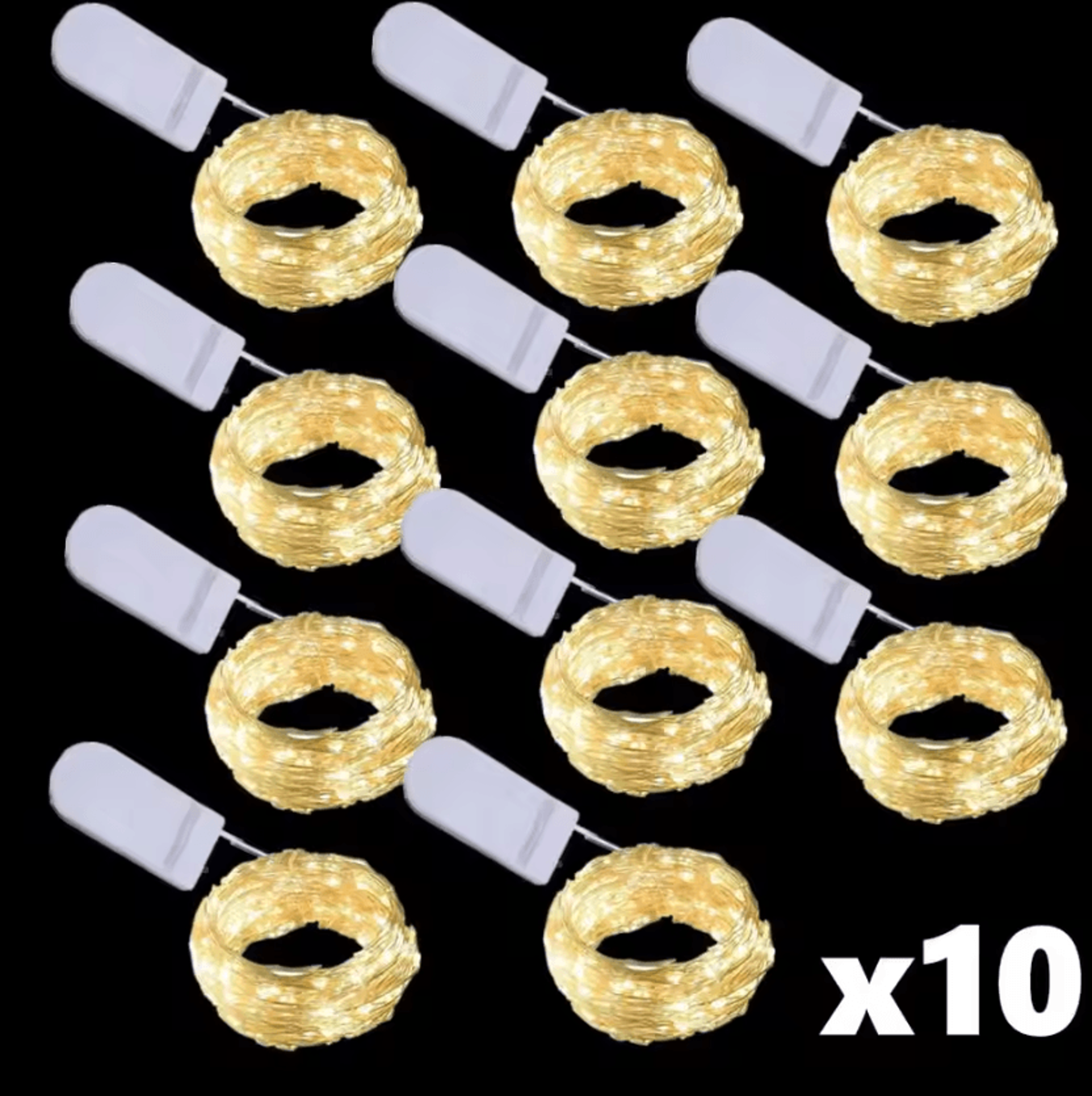 10 Pack 2M Copper Wire LED Fairy Lights With Batteries 1