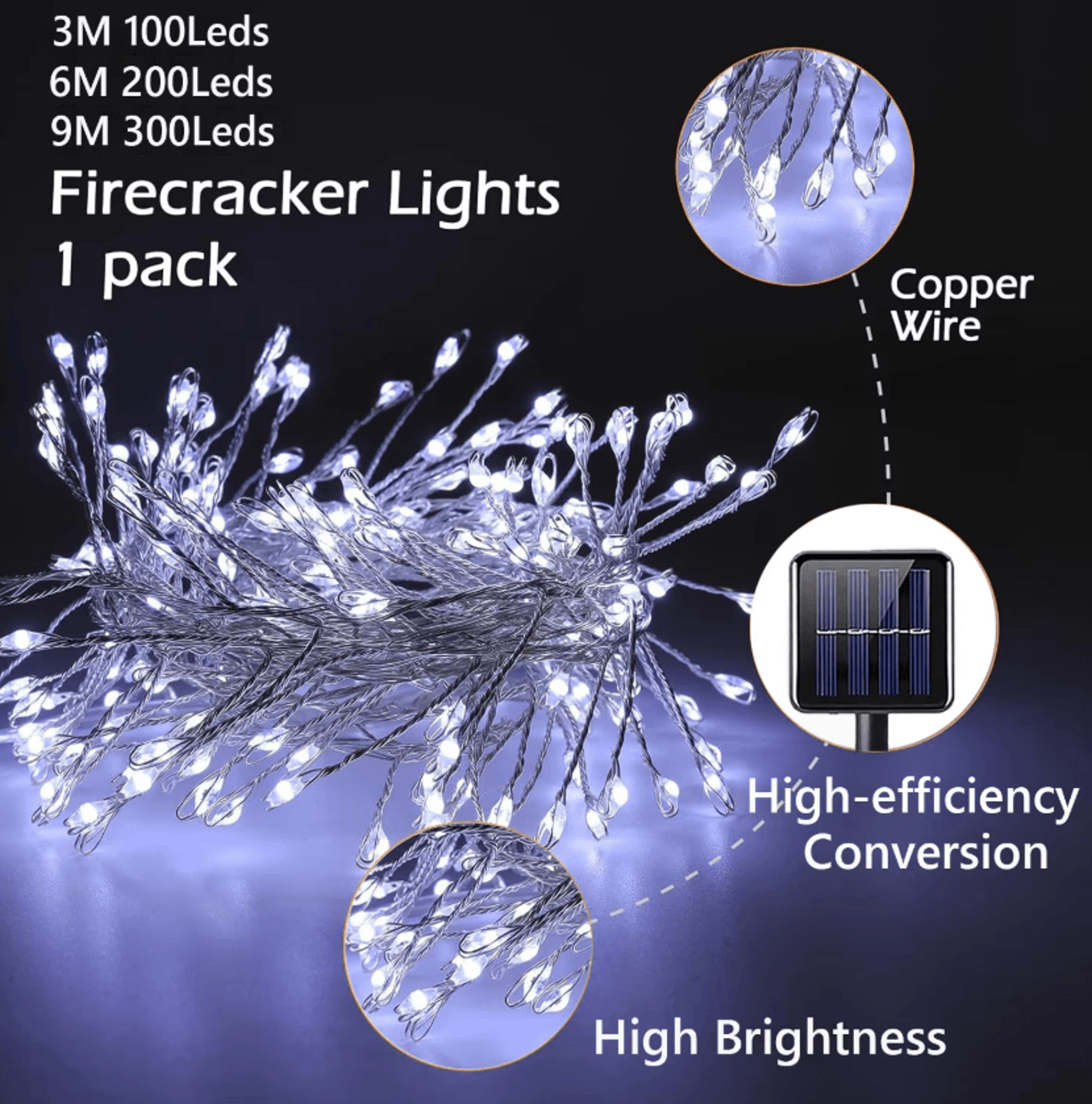 Solar Firecracker Fairy String Lights With 8 Lighting Modes 2