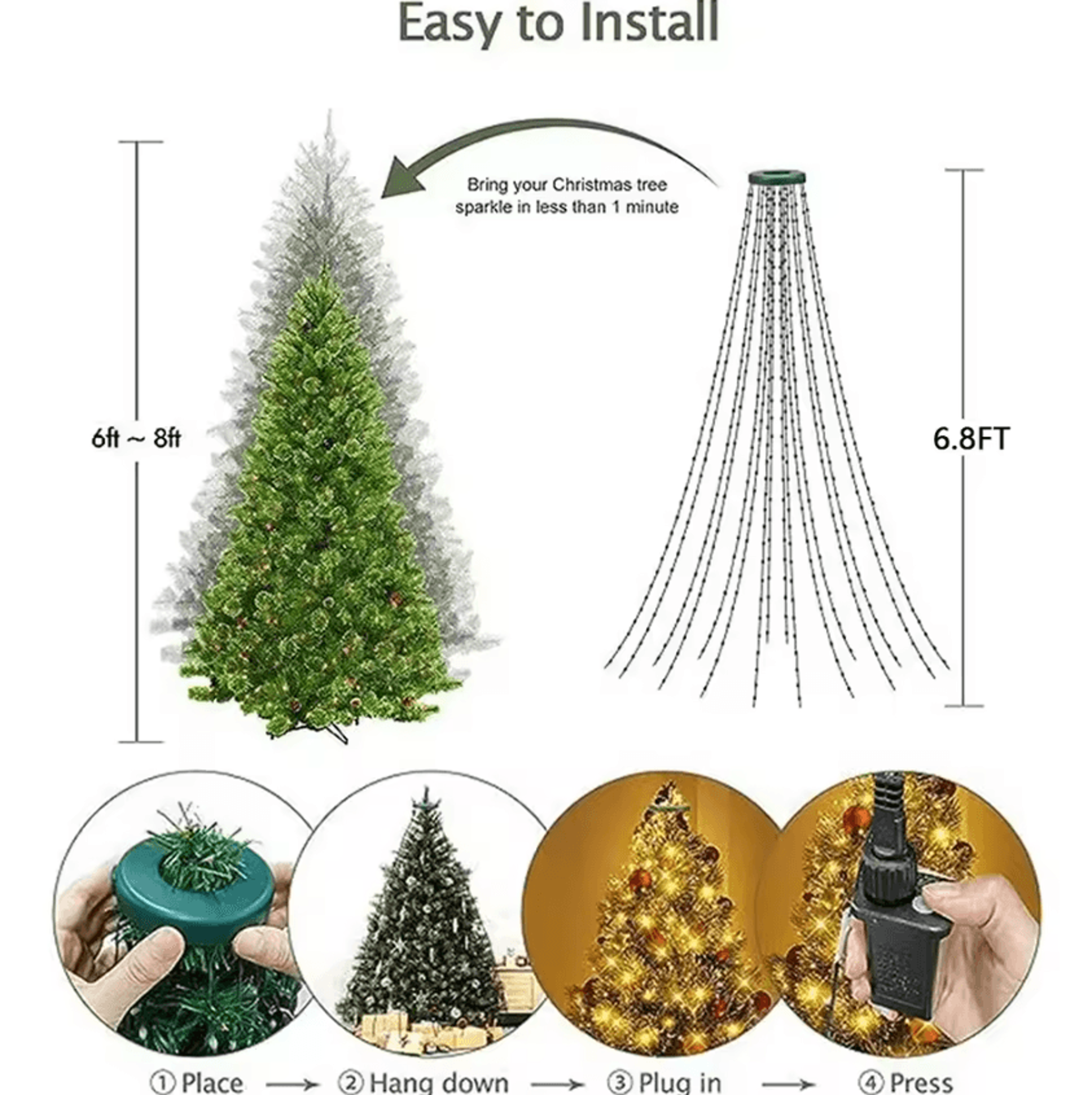 7FT Smart Christmas Tree Lights With 400 LEDs And Star Topper 3