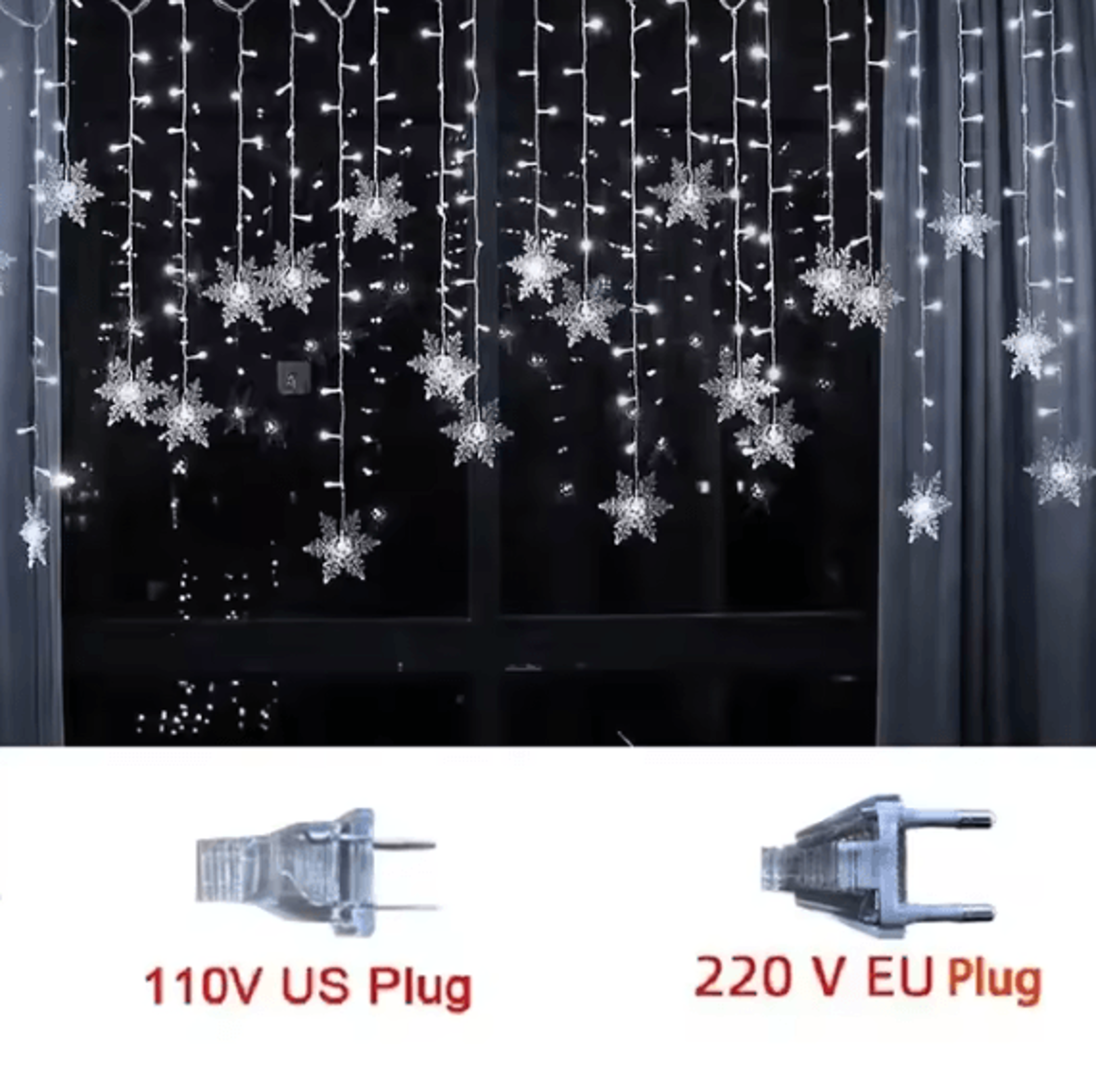 Snowflake LED Curtain Lights With 8 Flashing Modes 7