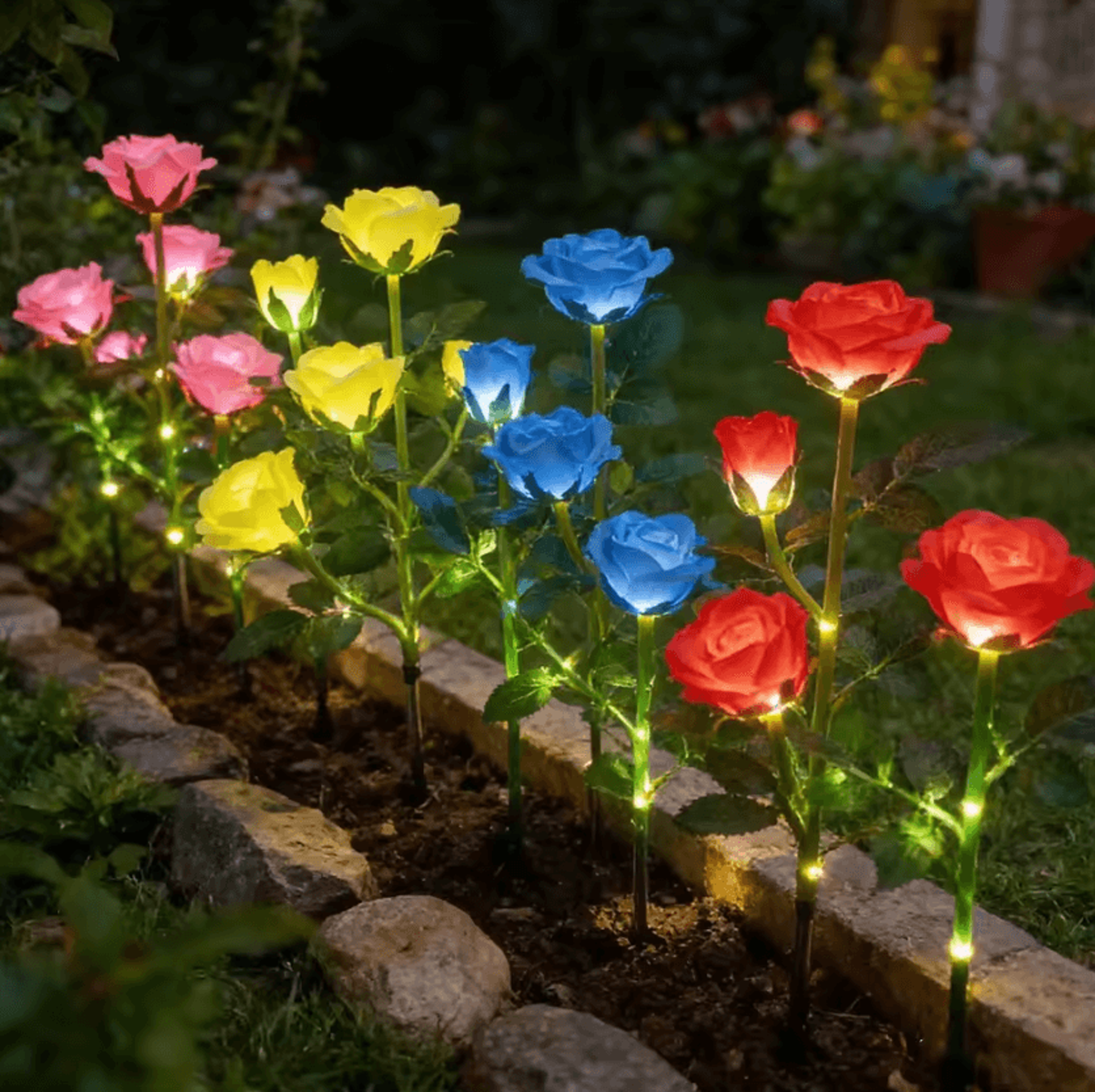 5 Head Solar Rose Flower Garden Lights 1