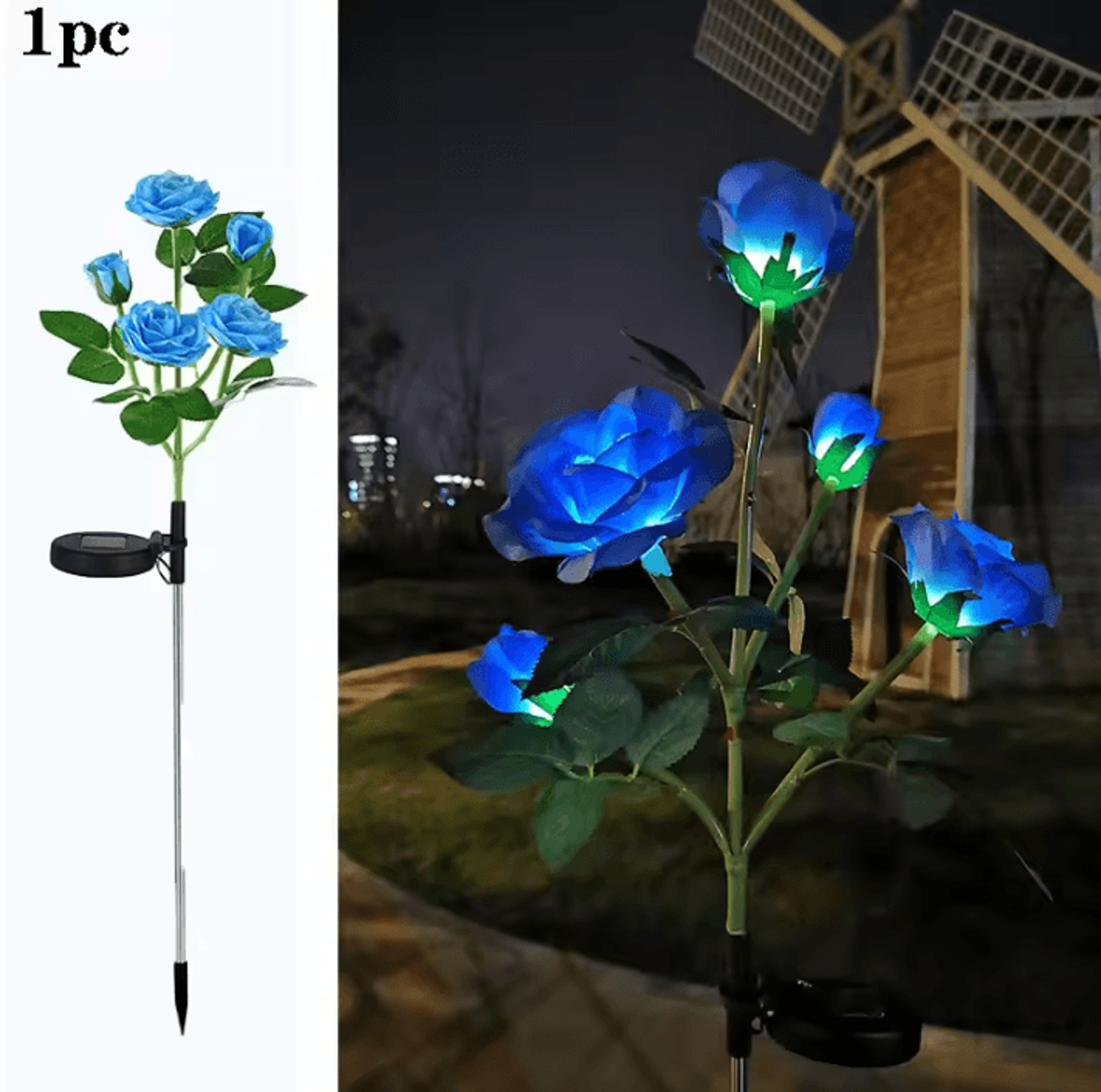 5 Head Solar Rose Flower Garden Lights 4
