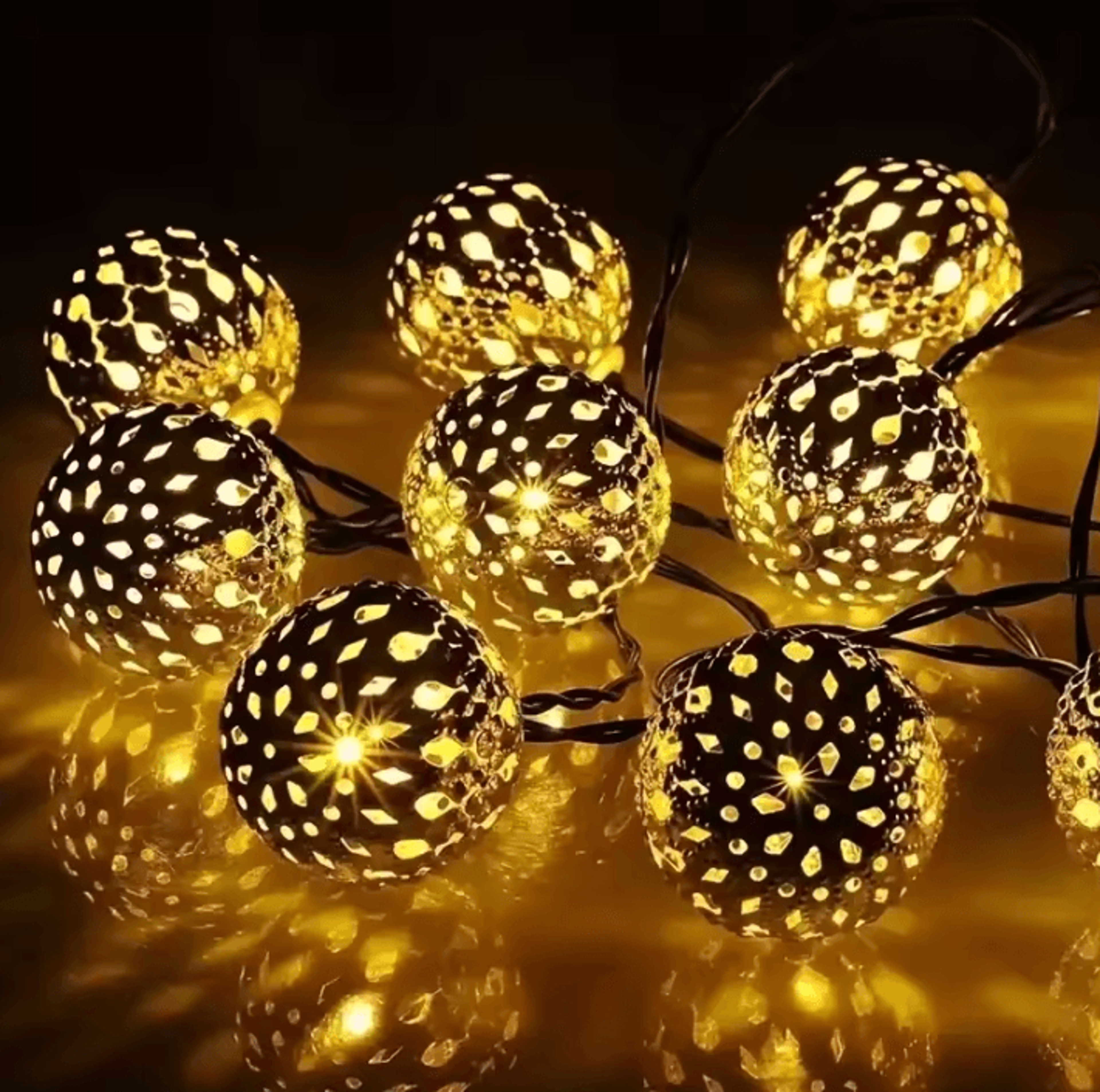 Moroccan Solar Ball String Lights With 8 Lighting Modes 0
